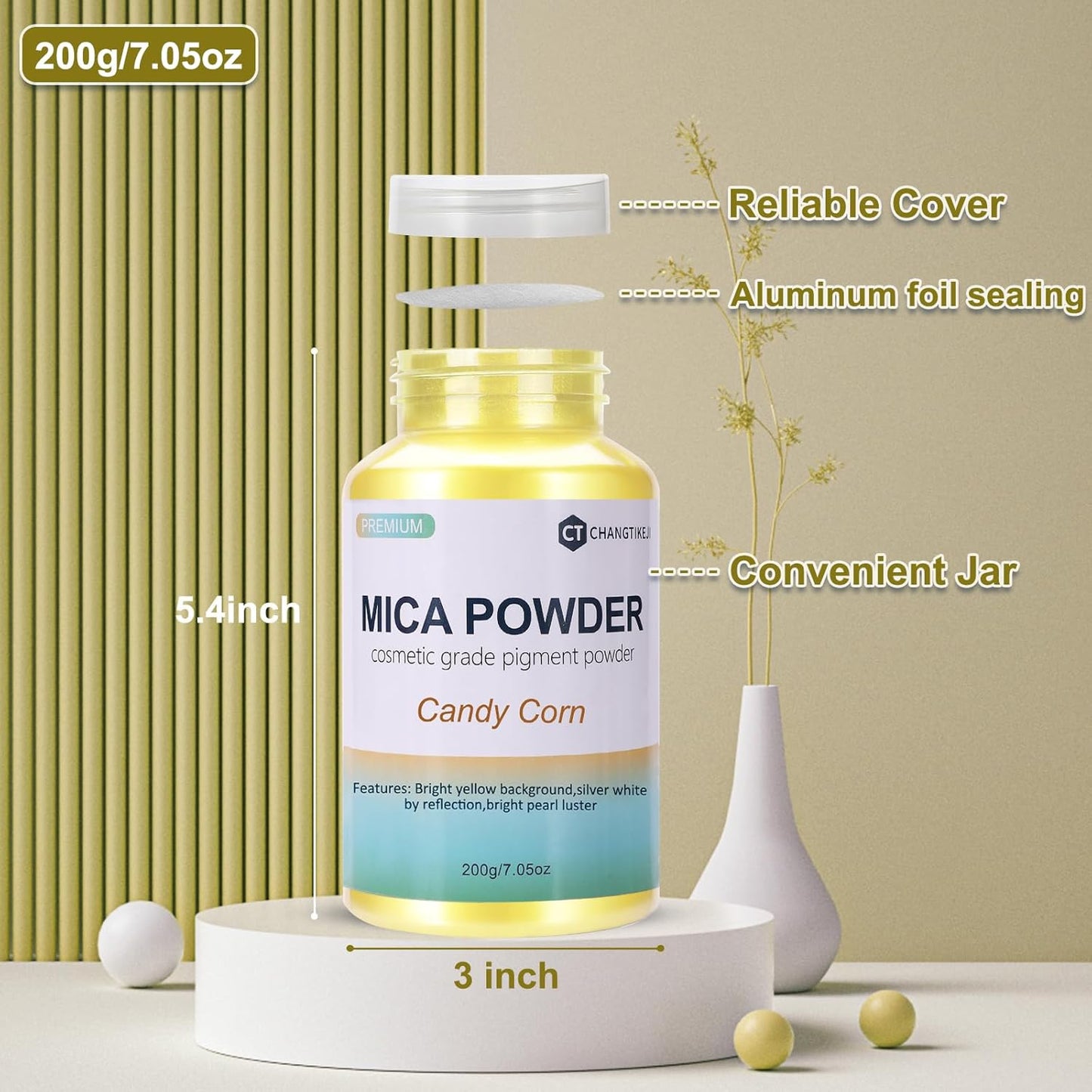 Mica Powder,7.05OZ（200g）,Candy Corn Mica Powder Pigment for Epoxy Resin，Lip Gloss，Car Paint，Dye，Soap Making，Nail Polish,Epoxy Resin,Candle Making,Bath Bombs