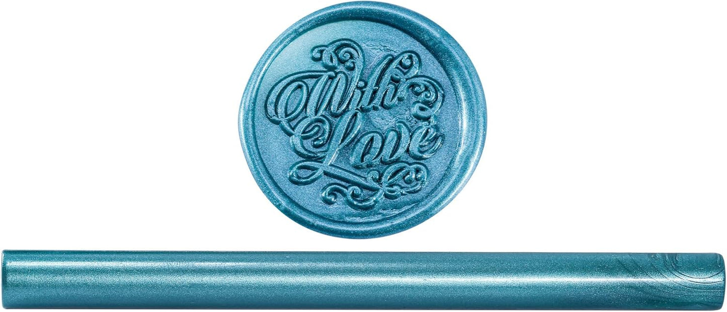 Yoption 15 Pieces Glue Gun Sealing Wax Sticks for Wax Seal Stamp, Great for Wedding Invitations, Envelopes, Cards, Christmas Gift Ideas, Wine Packages (Teal Blue)