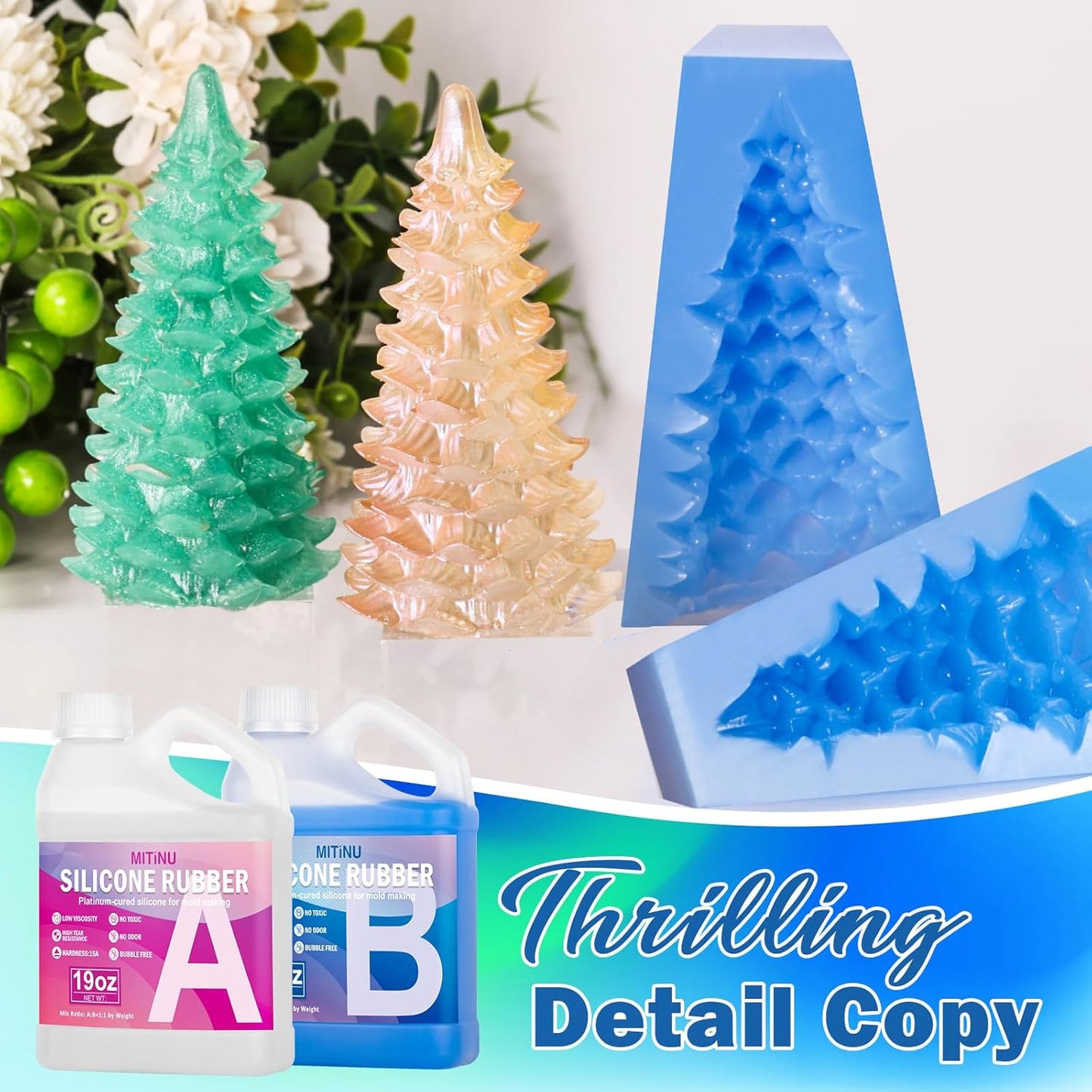 38 oz Liquid Silicone Mold Making Kit, 15A Mold Making Liquid Silicone Rubber, Volume Ratio 1:1, Color Sapphire Blue, Suitable for Making Silicone Molds for Resin, Soap, Concrete, Wax