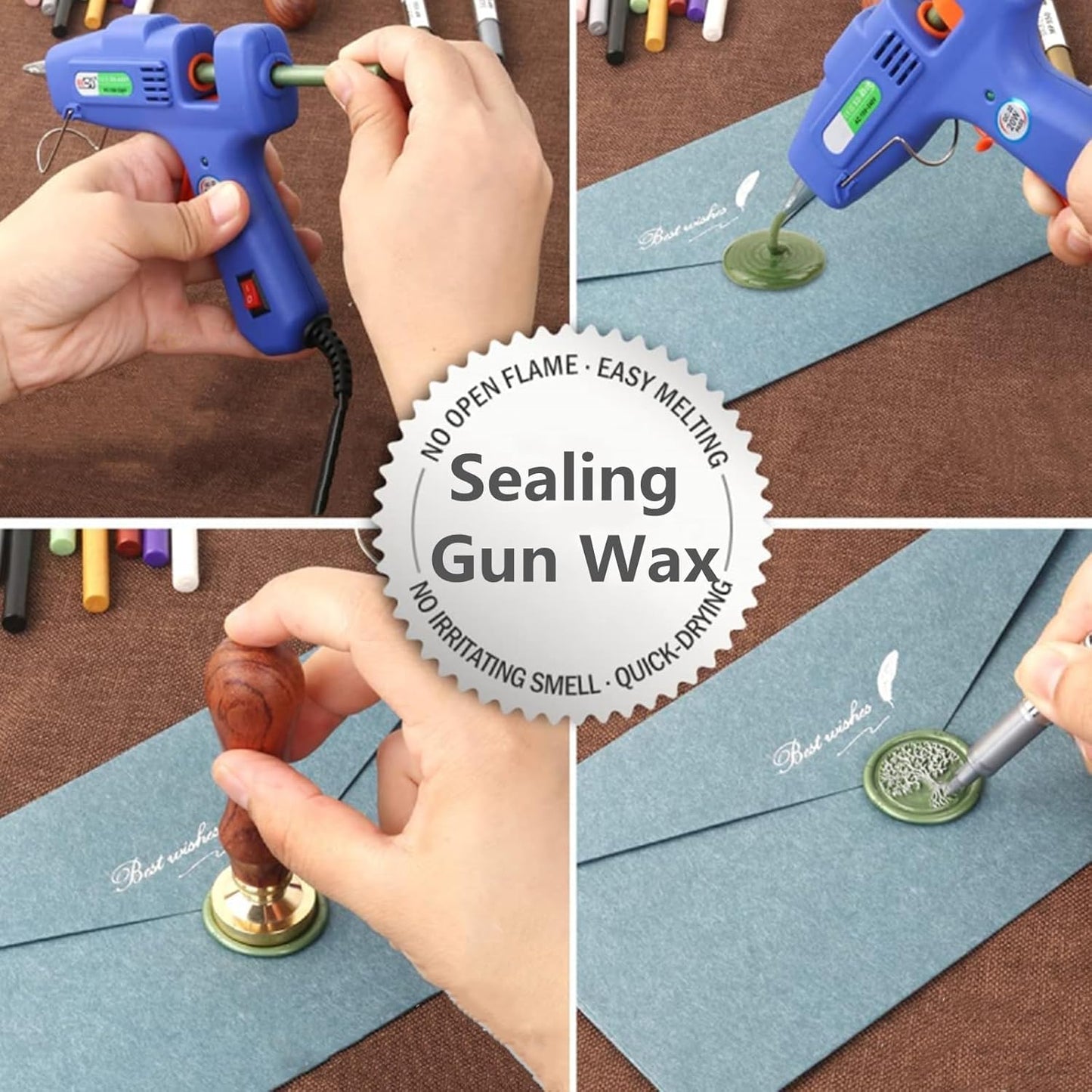 20pcs Pearl White Wax Sealing Sticks with Glue Gun, Easy No-Flame Envelope Sealer, Ideal for Wedding Invitations, Gift Wrapping, DIY Projects