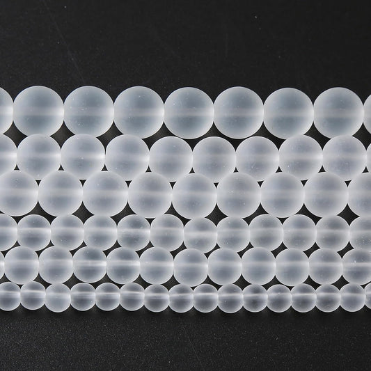 60pcs 6mm Frost White Crystal Glass Beads for Jewelry Making Round Loose Beads DIY Bracelets Necklaces Crystal Energy Healing Stone Beads 15" (6mm, Frost White Glass)