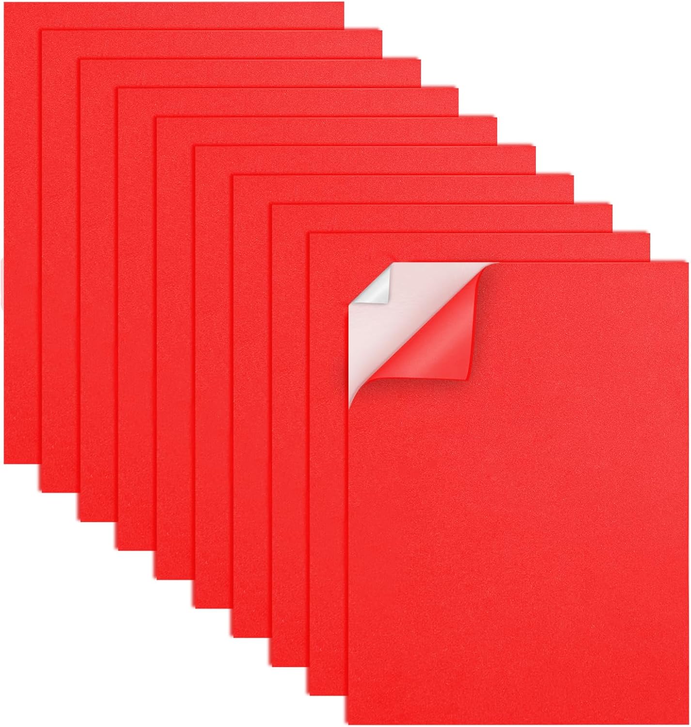 MEARCOOH Self Adhesive Foam Sheets, Red 9x12 Inch 2mm Sticky Eva Foam Paper for Crafts Cardmaking Photo Frames Classroom Scrapbooking Christmas Crafts (Red 10 Sheets)