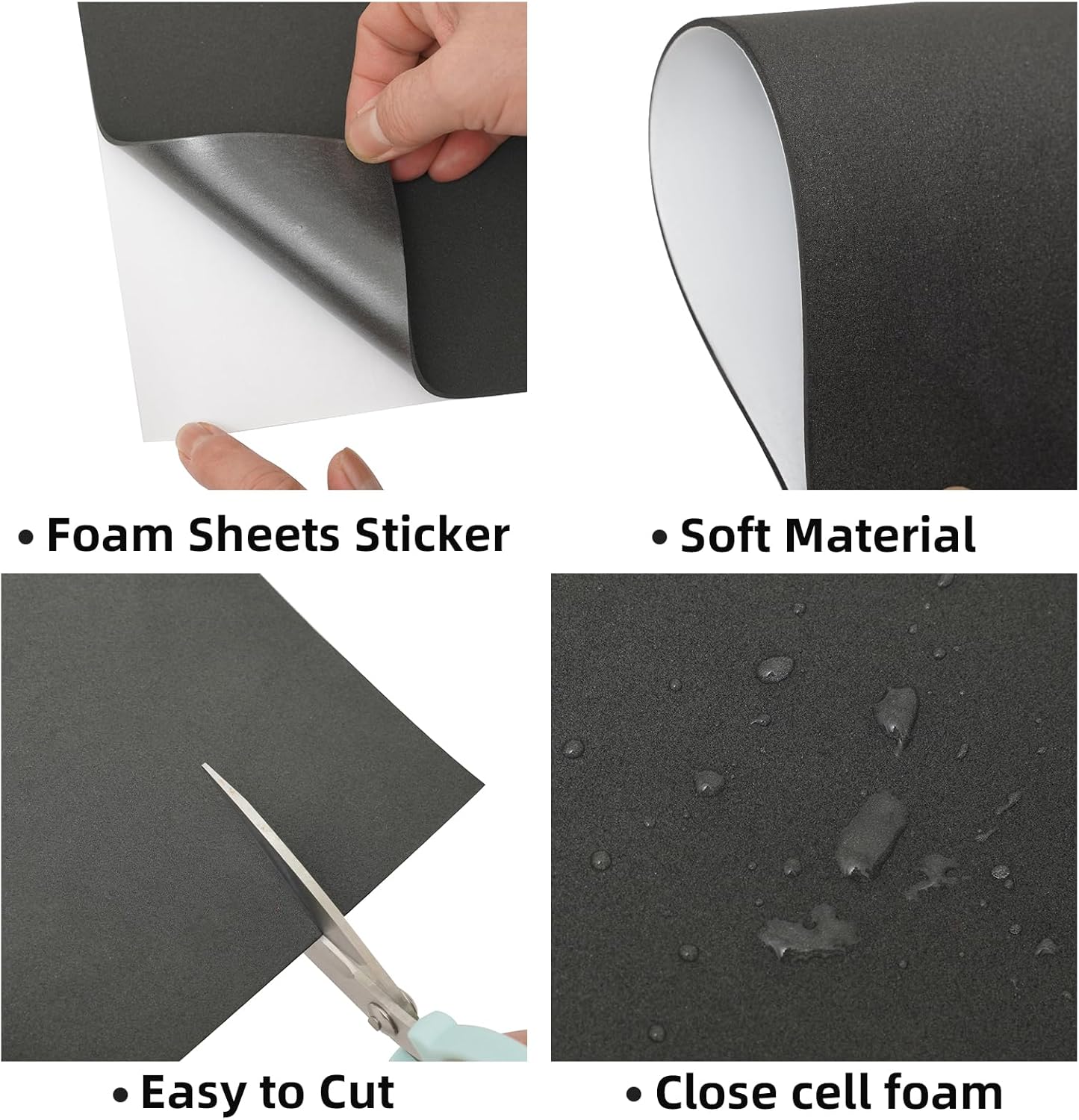 MEARCOOH 20-Pack Self Adhesive Foam Sheets, Black 2mm Sticky Eva Foam Paper 9x12 Inch for Crafts Cardmaking Photo Frames Classroom Scrapbooking