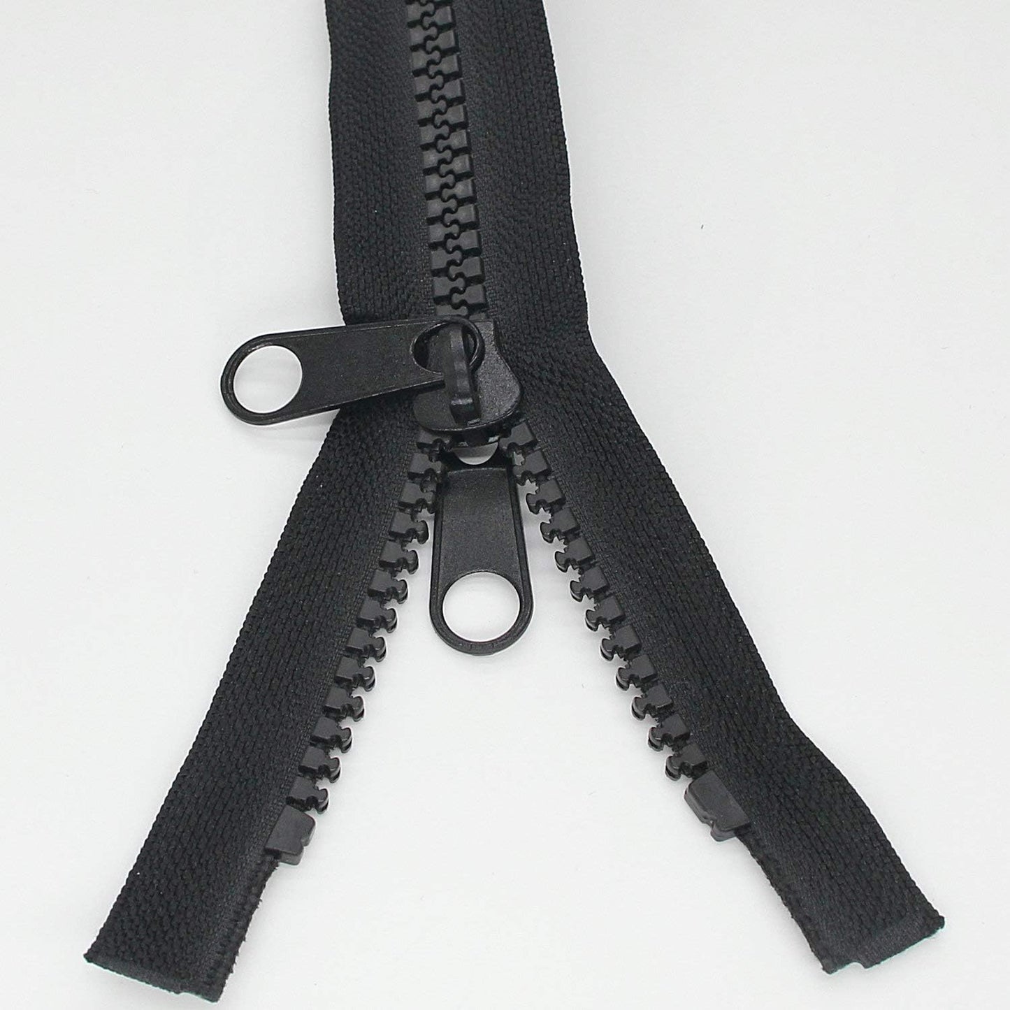 Leekayer 2PCS #10 30 Inch Heavy Duty Zippers for Sewing Separating Large Plastic Zippers Black Tape with Double Pull Tab Slider, Sleeping Bag, Boat, Canvas, Cover, Trampoline, Dog Bed,Tent (30" 2pcs)