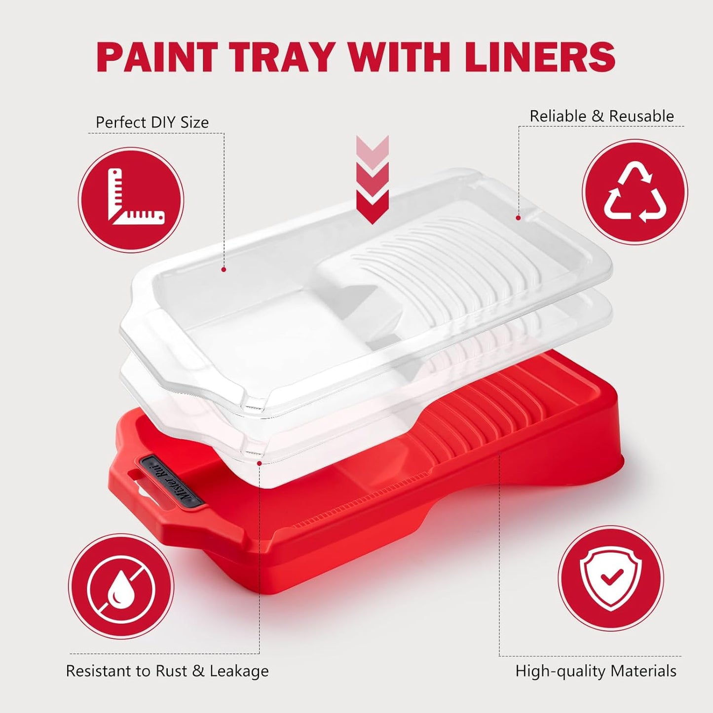 Mister Rui Paint Roller Tray 4 Inch, 21 Pack, Thickened Paint Tray with 20 Liners, Disposable Tray Liner, Plastic Trays for Painting