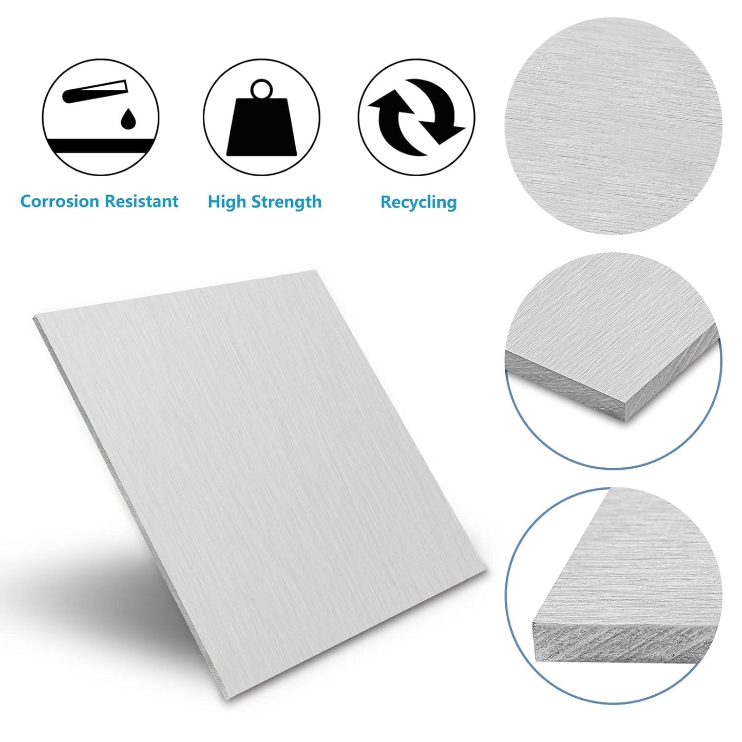 2Pack Aluminum Sheet & Plates 6 x 12 x 1/8 Inch, 6061 Heavy Duty Aluminum Sheets with Protective Film, 3MM Thick Flat Plain Panel Sheet for Crafting Structural Framing Base Plate