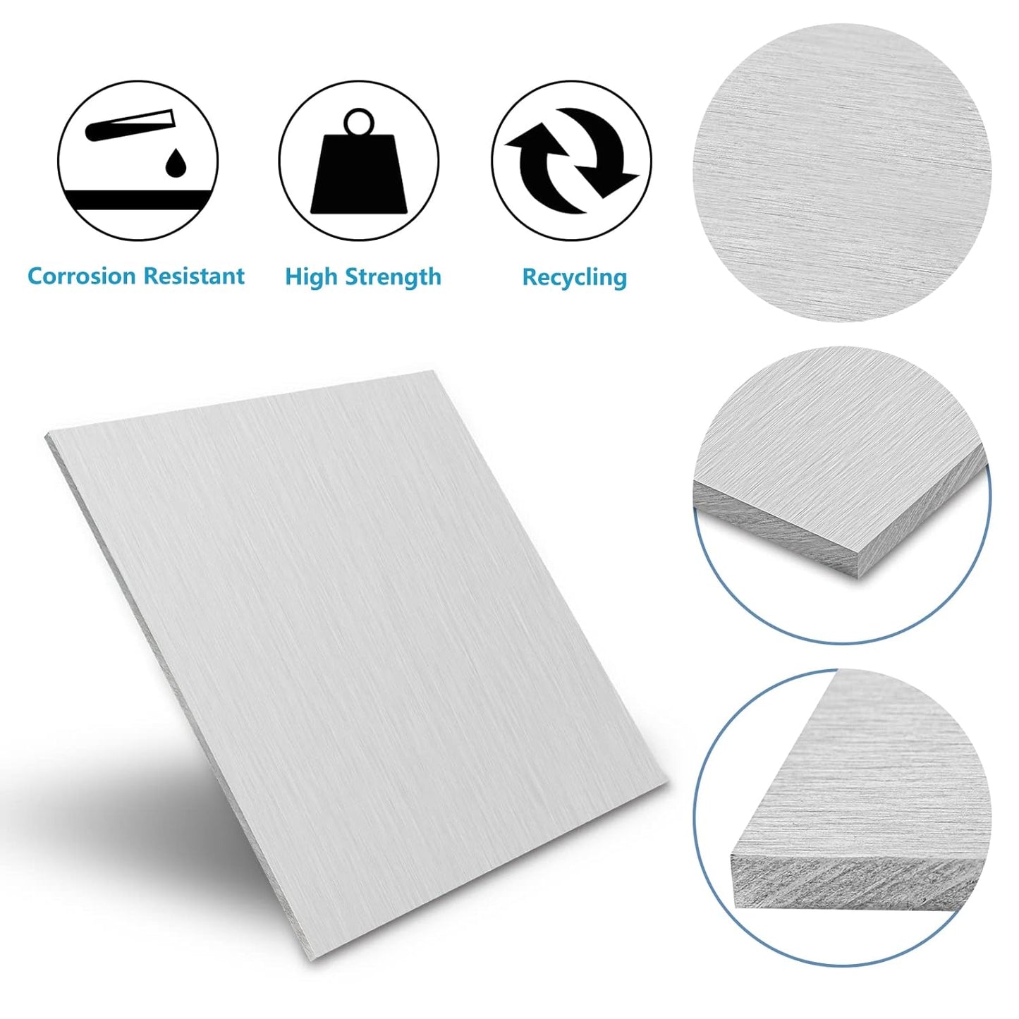 1/4Inch Thick Aluminum Sheets & Plates, 12” x 12”Heavy Duty Aluminum Plates with Protective Film, 6061 Flat Plain Panel Plate Solid Metal Sheet Plate for Crafting Structural Framing Base Plate