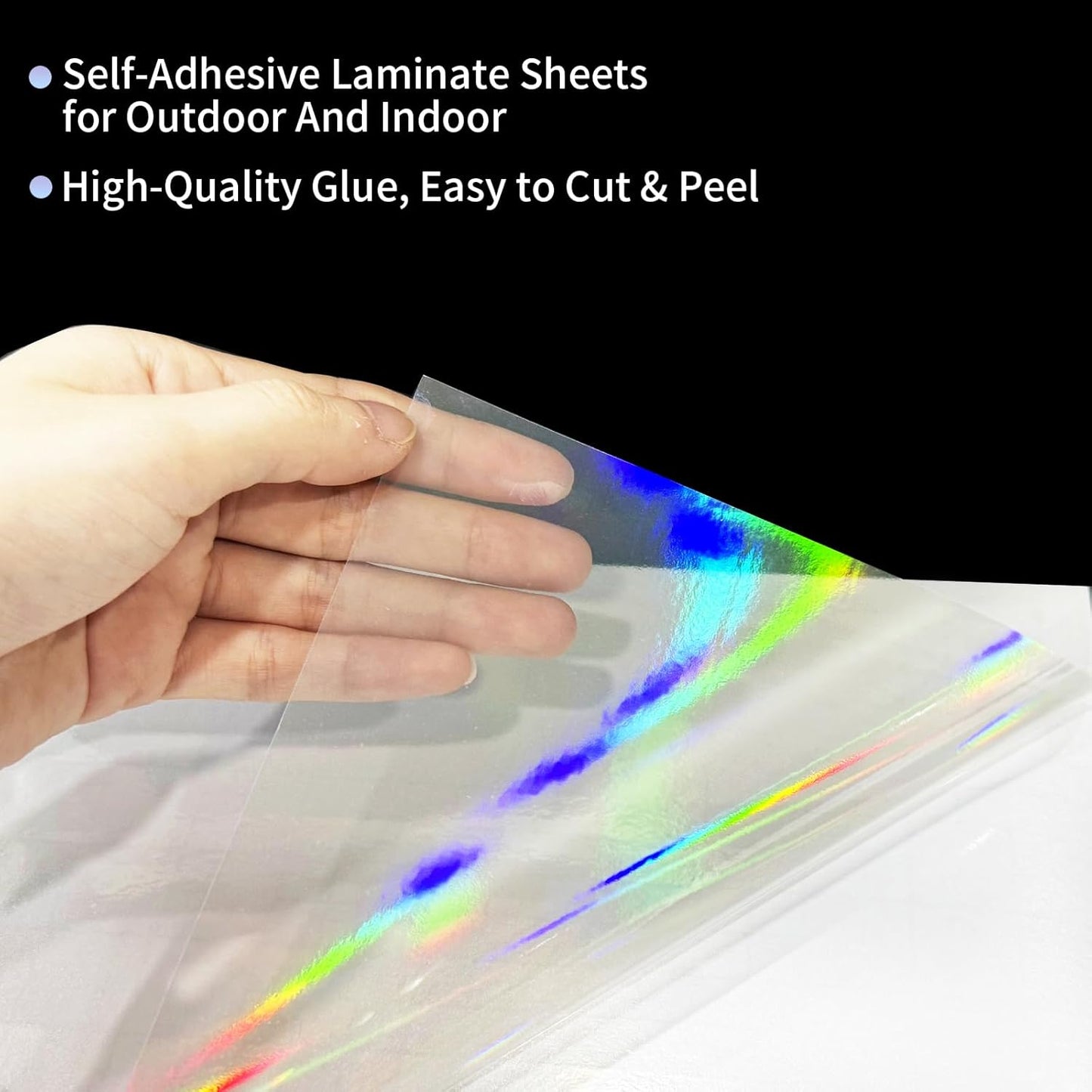 36 Sheets Holographic Sticker Paper,Holographic Laminate Sheets,A4 Size Clear Vinyl Sticker Sheets Self-Adhesive Rainbow Overlay Sheets,11.7 x 8.3 Inches（Laser）