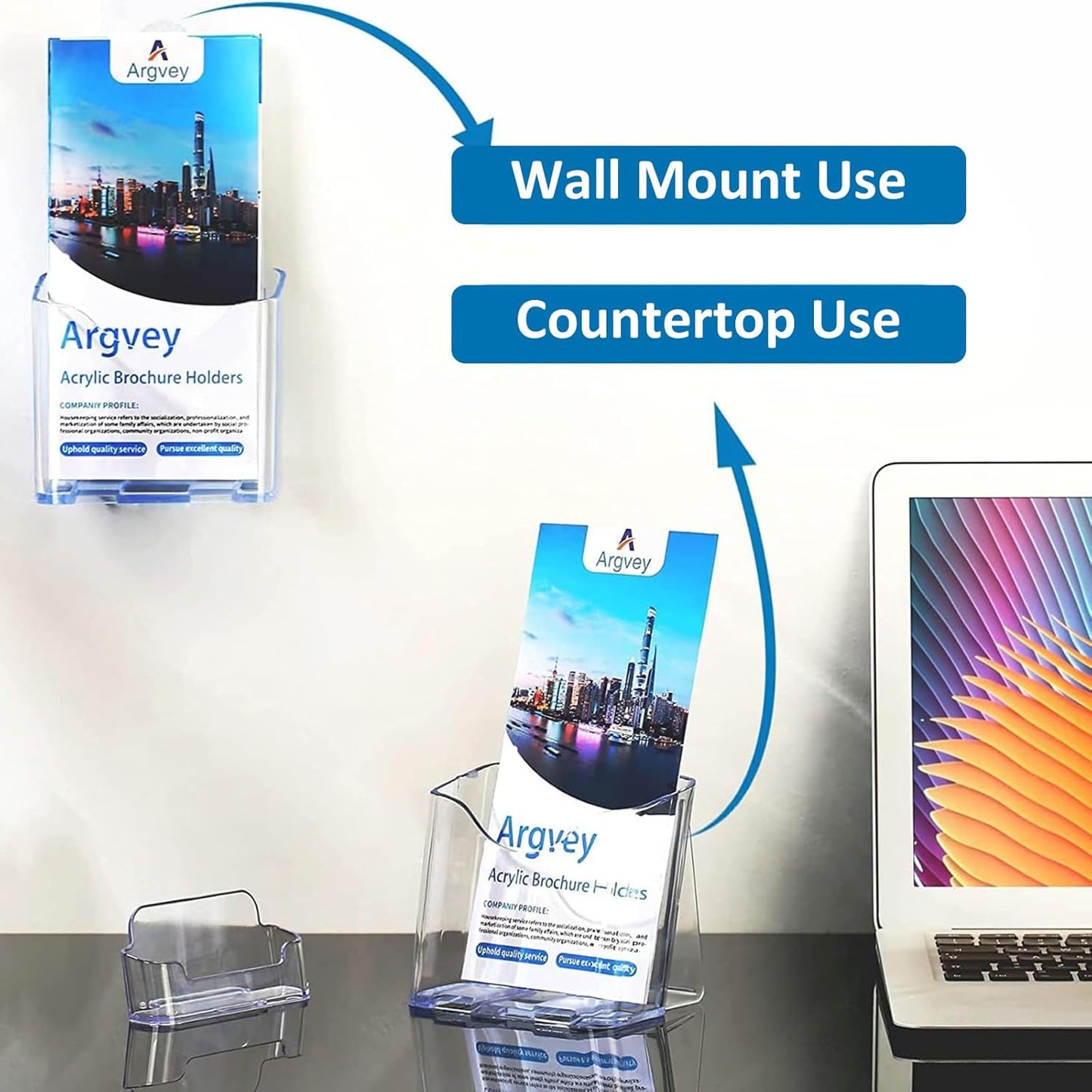 Acrylic Brochure Holder 4x9 Inch, Clear Pamphlet Holder Display Stand for Trifold 4 Inch Flyers, Booklets, Table Signs, Plastic Rack Card Holder for Office, Home, Store, 10 Pack