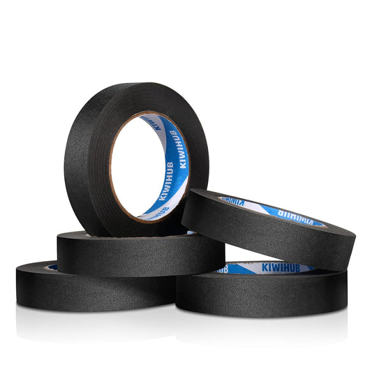 Black Painters Tape,1" x 60 Yards x 5 Rolls (300 Yards Total) - Medium Adhesive Masking Tape for Painting,Labeling,DIY Crafting,Decoration and School Projects