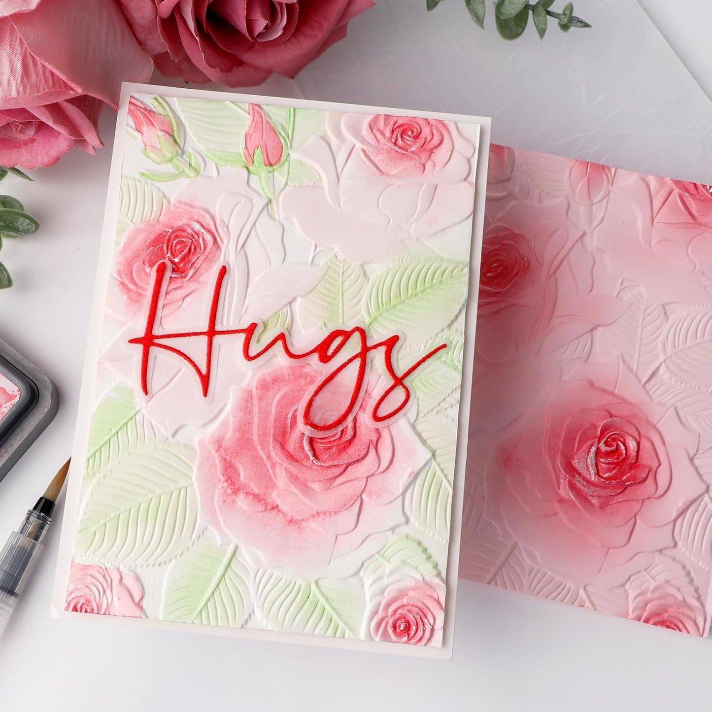 BAOFALI 3D Plastic Embossing Folders Rose for DIY Scrapbooking Photo Album Card Paper Craft Decoration for Card Making,Embossing Template Paper Card 6.3" L x 4.5" W Embossing Stencil