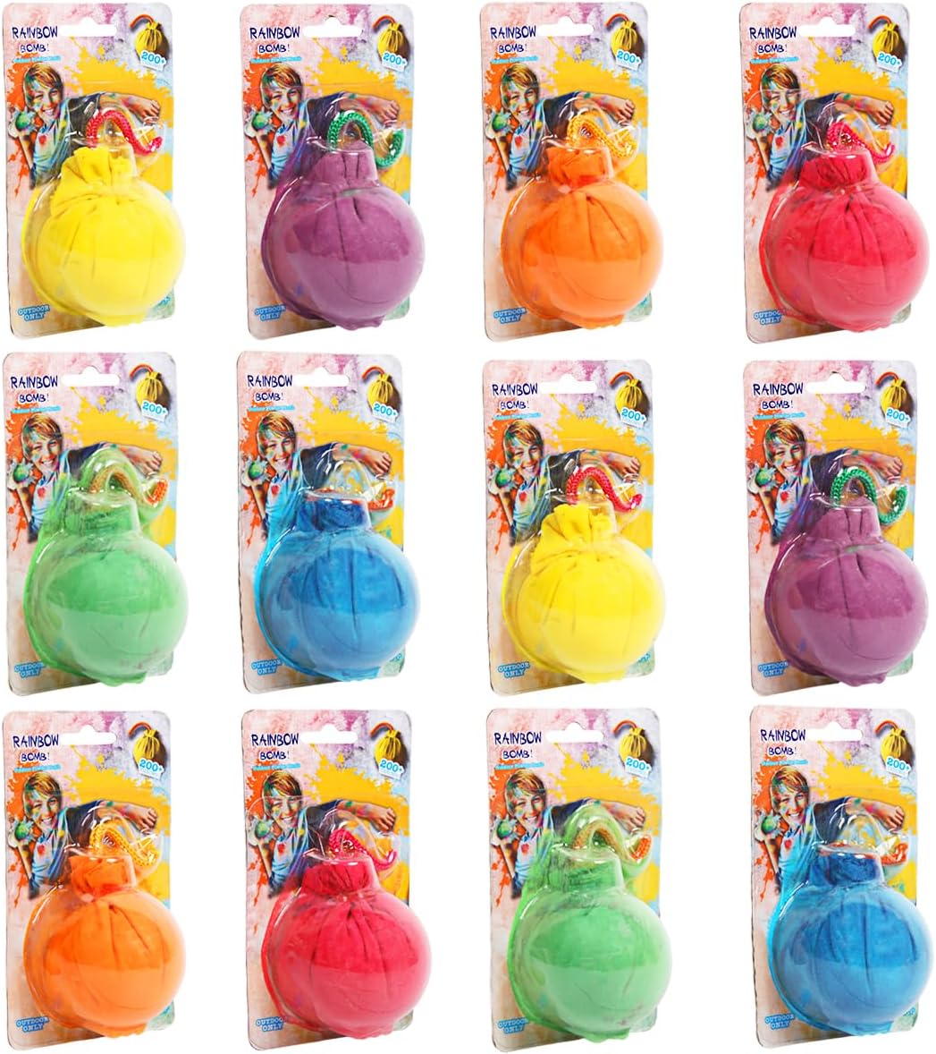 ARELUX Color Powder Balls-12 Packs Holi Powder Colors Chalk Balls,200+ Throws Each Chalk Bomb,Family Activiies Outdoor for Color Run Photography,Party Games,Friends Photoshoot,Birthday,Festival