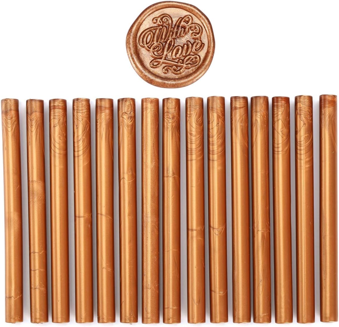 Yoption 15 Pieces Glue Gun Sealing Wax Sticks for Wax Seal Stamp, Great for Wedding Invitations, Cards, Envelopes (Copper Red Gold)
