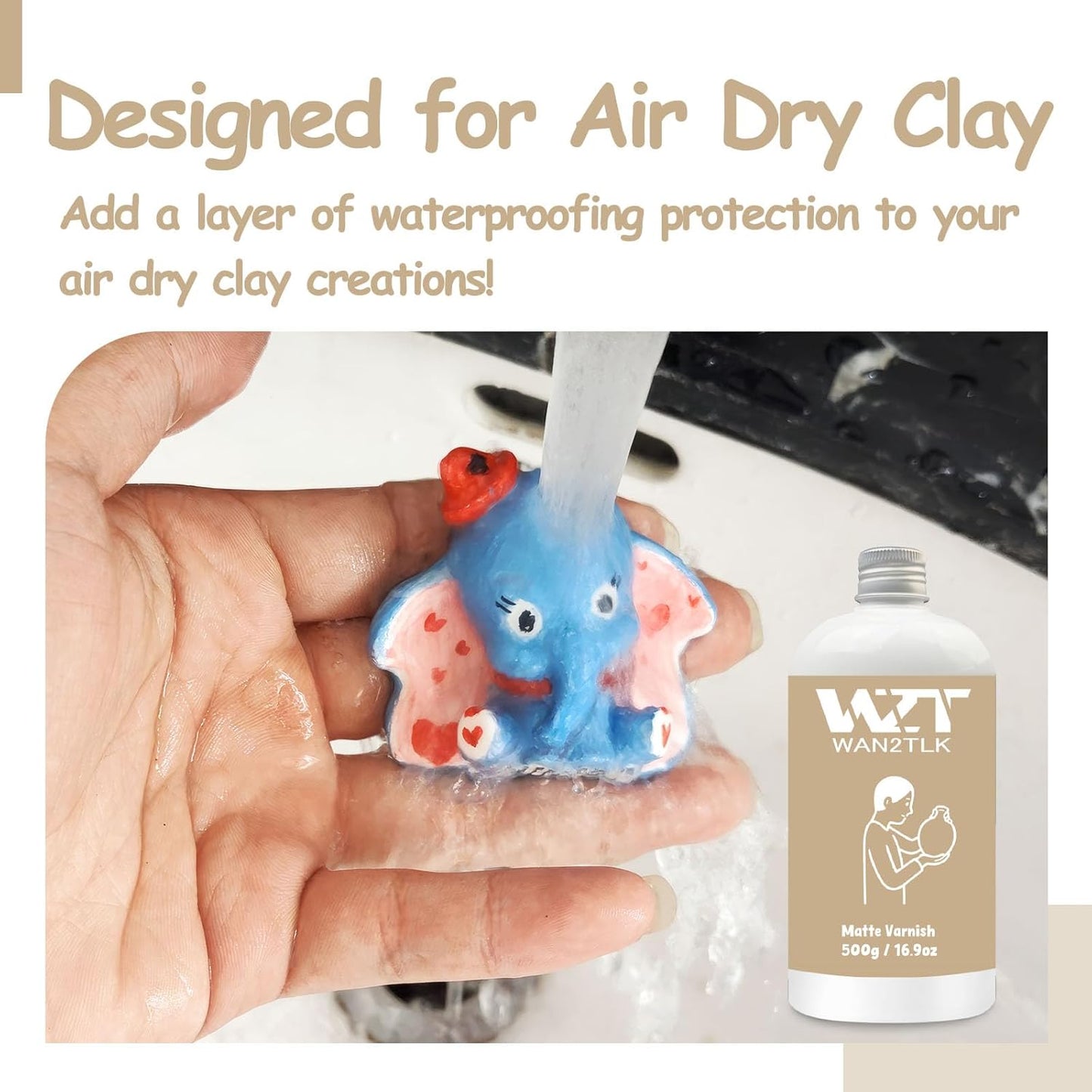 500ml Air Dry Clay Glaze, Clear Clay Varnish for Air Dry Clay Pottery, Waterproof and Scratch Resistant, Design for Air Dry Clay (Gloss Varnish)