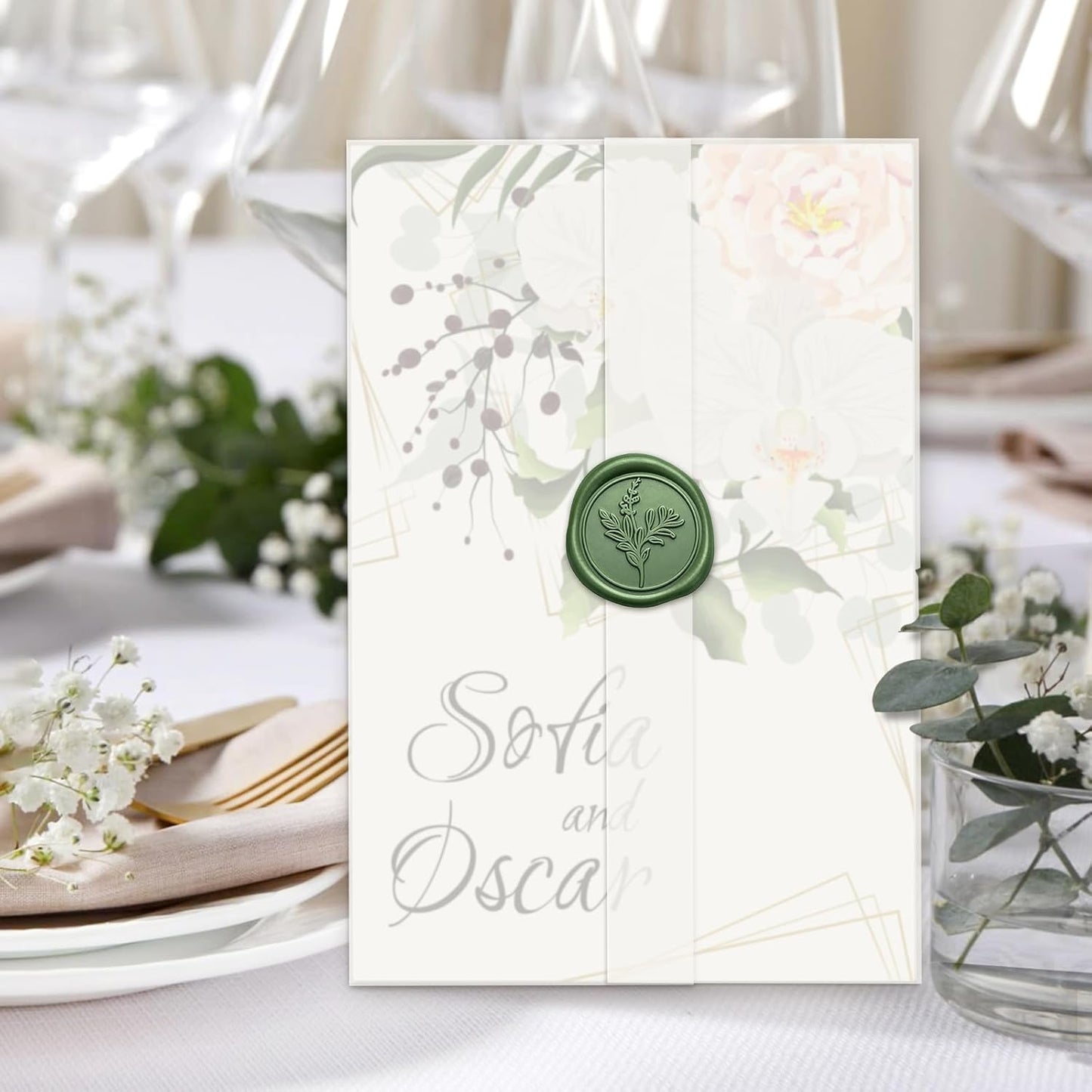 60 Pack Pre-Folded Vellum Jackets for 4.25x5.5 Invitations, Translucent Vellum Paper 4.25x5.5 Jackets, 100GSM Wedding Invitations Wraps, Envelope Liners for Birthdays, Baby Showers