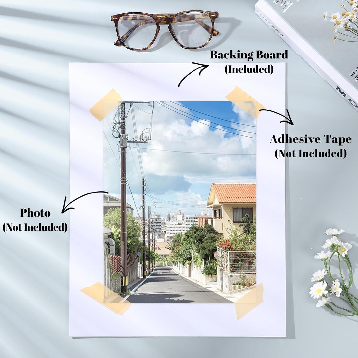 Prudiut 15 Pack 11x14 Backing Boards Only, Uncut White Mat Board Acid Free Mat Board for Photos, Prints, Artworks