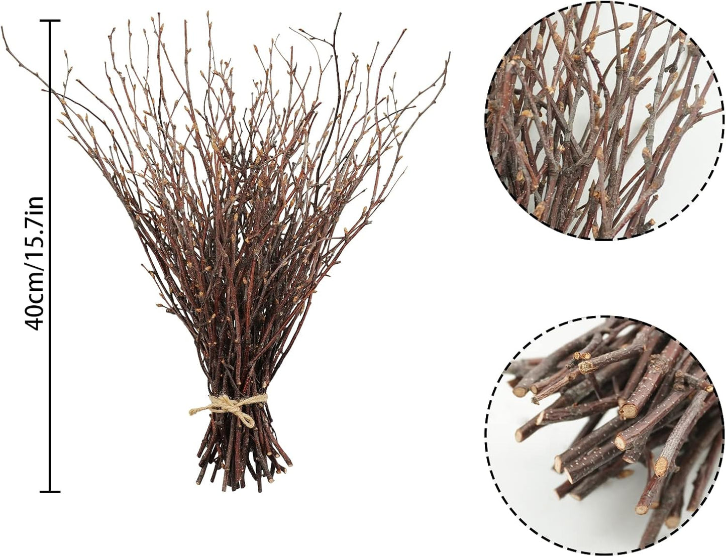 Uieke 100PCS Natural Dried Birch Twigs - 17 Inch Dried Plants Decorative Branches for DIY Crafts, Sticks for Vases Wedding Arrangements Home Wreath Decor