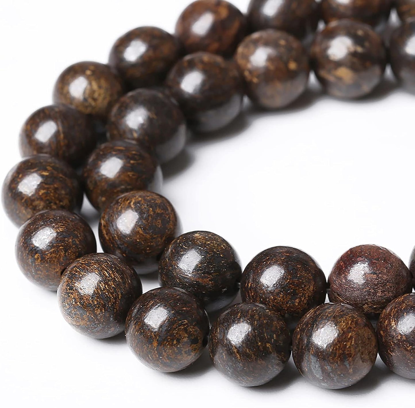 45pcs 8mm Natural Stone Beads Brown Bronzite Gemstone Round Loose Beads for Jewelry Making DIY Bracelet Necklace