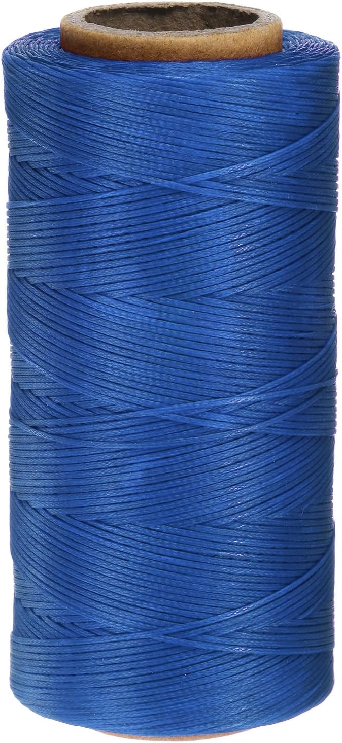 uxcell 150D 0.8mm Flat Waxed Thread 284 Yards Polyester Leather Sewing Waxed String Hand Stitching Waxed Cord for Leather Stitching Sewing Bookbinding DIY Craft Sapphire Blue