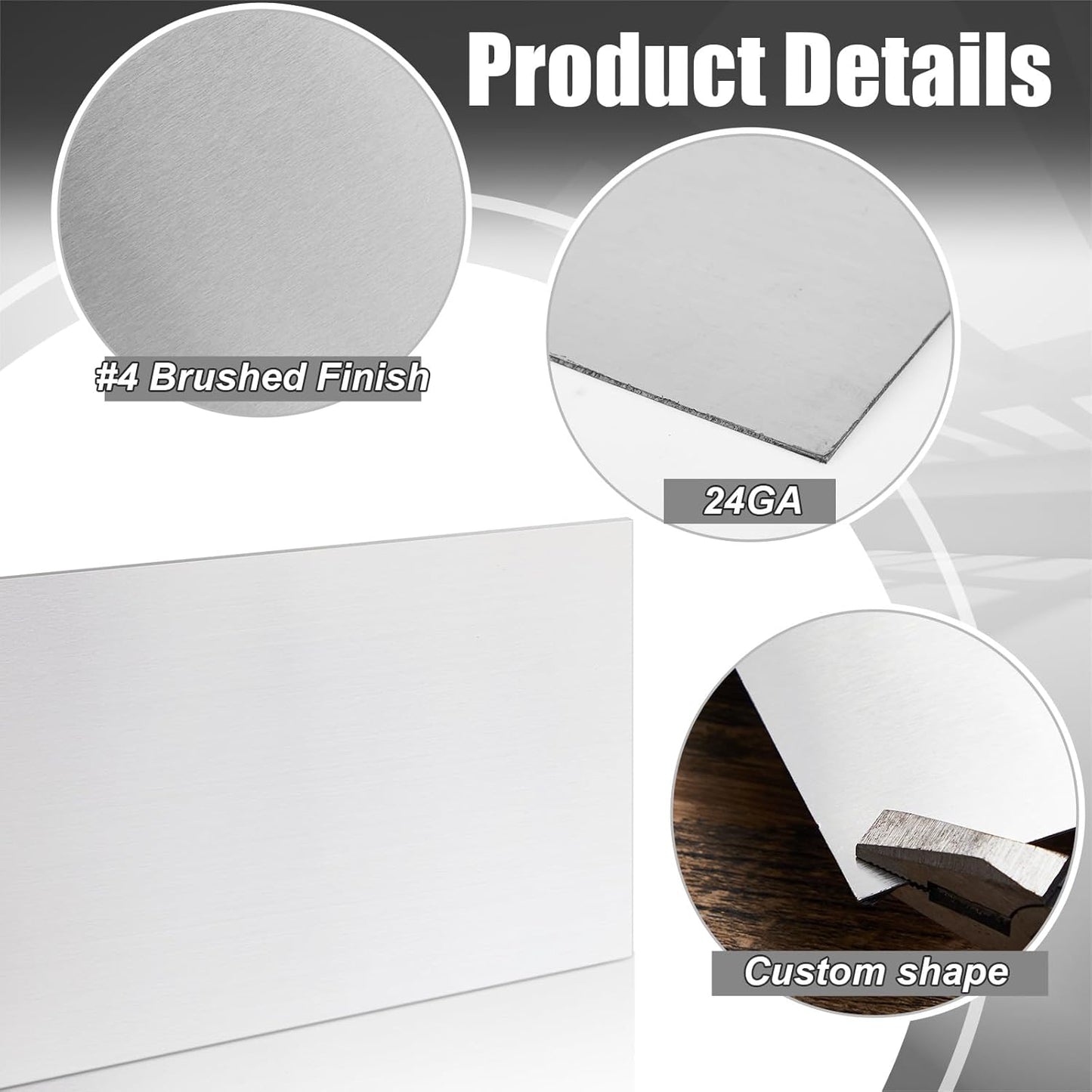 1 Pcs 430 Stainless Steel Sheet Metal 10 x 8 Inches 24GA Metal Plates Panel #4 Brushed Finish Magnetic Mount Board Wall Food Truck Restaurant Crafting Kitchen Floor Trailer Garage Gym