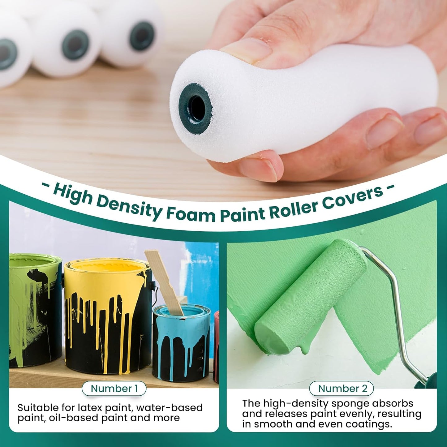 Foam Paint Roller, 28 Pack, 4 Inch Small Paint Roller Kit with High-Density Foam Paint Roller Covers, Mini Paint Rollers for Painting Walls, Home Painting Supplies