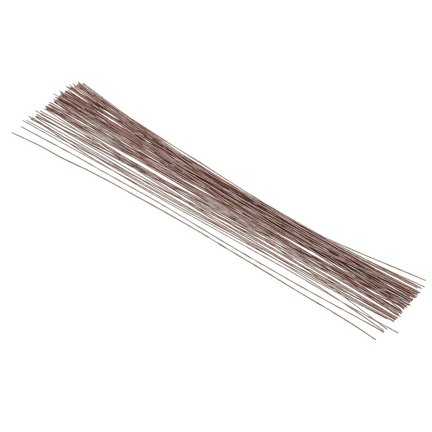 PATIKIL 26 Gauge 16" Floral Stem Wire, 100 Pcs Paper Wrapped Iron Artificial Flower Stem Accessories for DIY Bouquet Stem and Craft Decoration, Brown