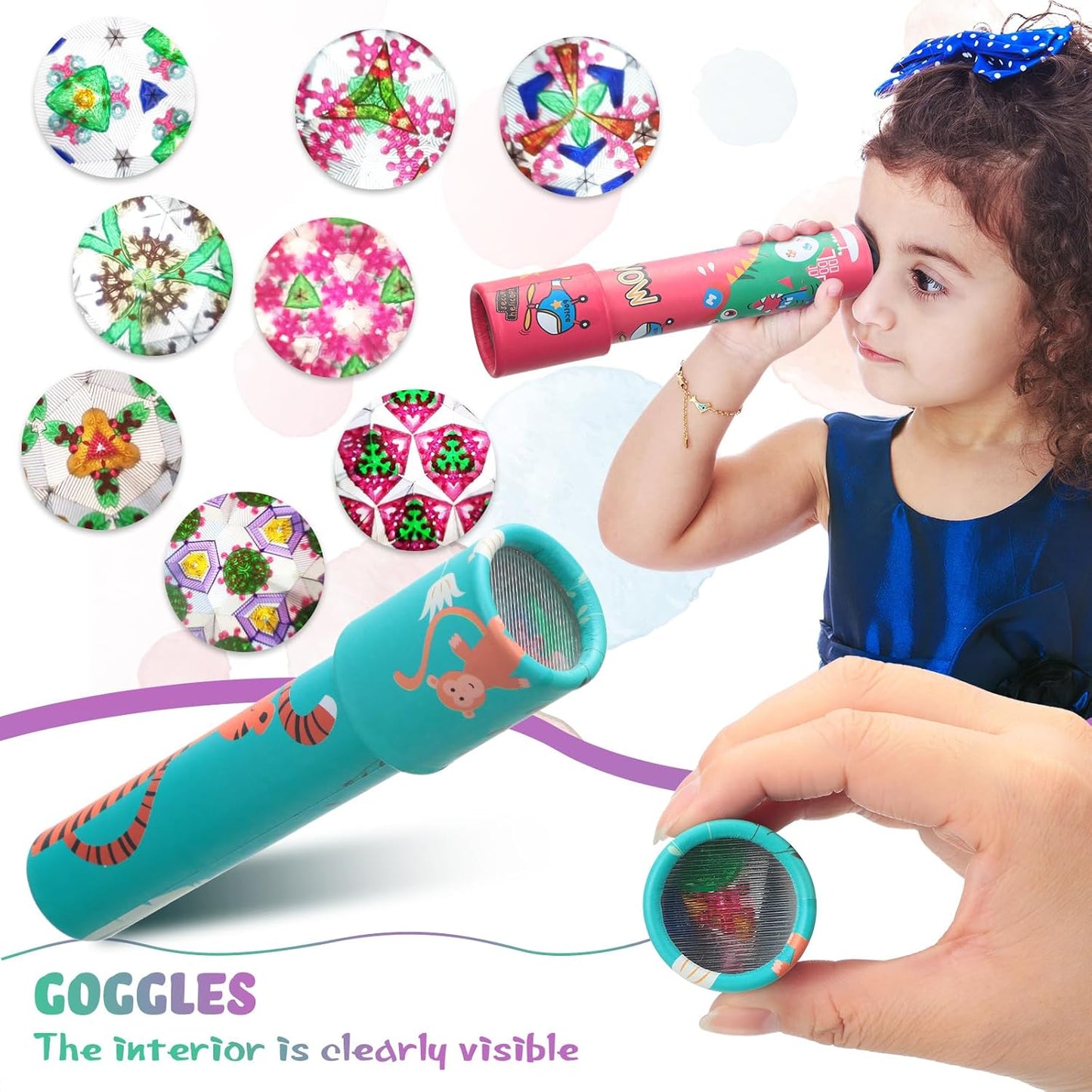 Yunsailing 30 Pcs Classic Kaleidoscopes Party Favors Vintage Mini Kaleidoscope Party Favor Educational Toy for Kids Valentine's Return Gifts School Classroom Prizes Goodie Bag Fillers(Lovely)