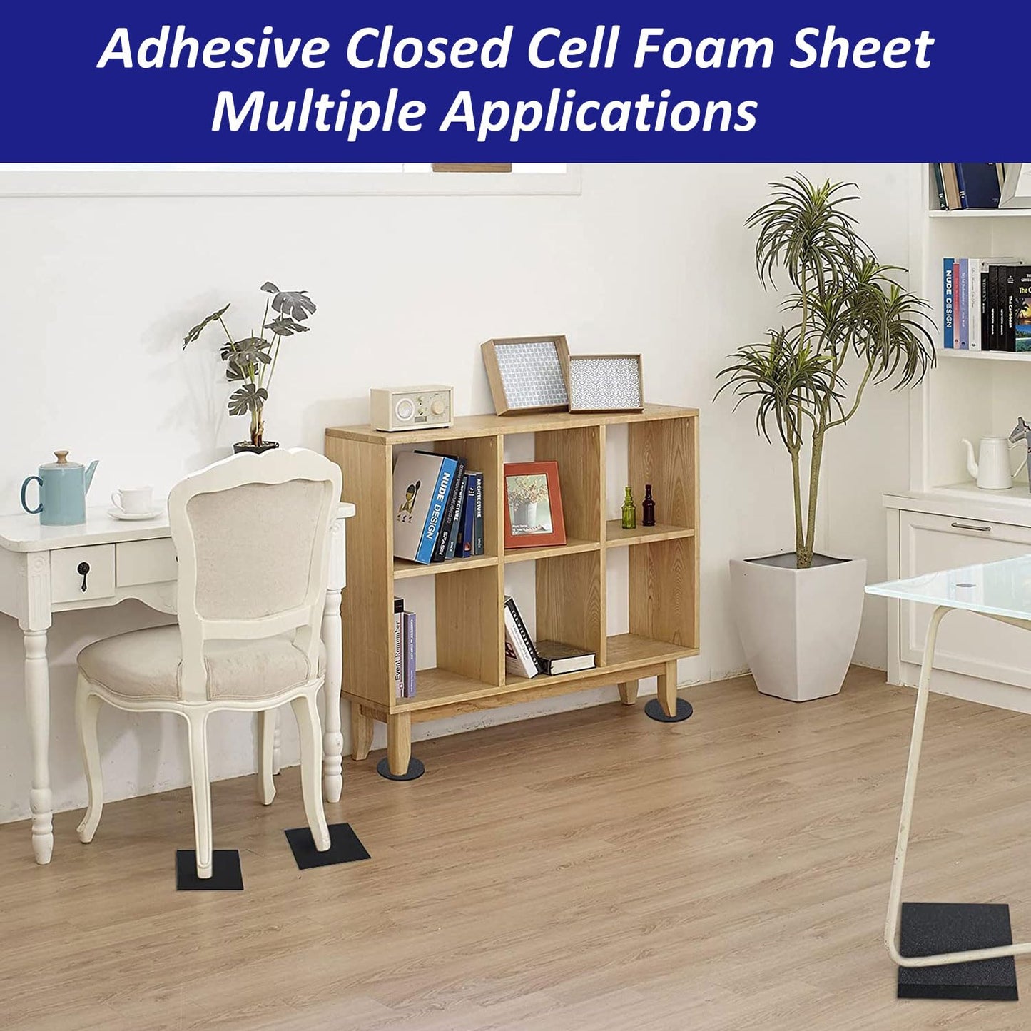 Foam Padding Sheets with Adhesive Backing - 1/2" Thick Self Stick Neoprene Insulation Foam,1/2 Inch Thick X 4 Inch Long X 4 Inch Wide - 4Pcs
