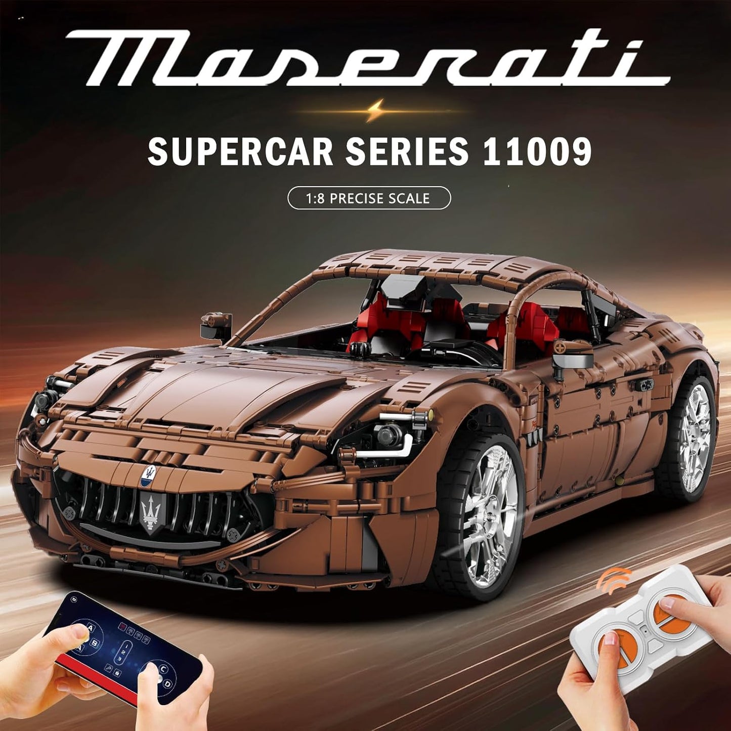 Reobrix Sports Car Building Blocks Set for Adults, Remote Control 1:8 Racing Car Vehicle Toy Model Building Kit for Kids, 11009, Creative Gifts for Boys Girls Adults 14+ (5480PCS)