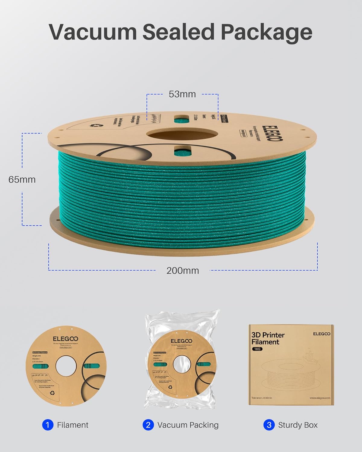ELEGOO PLA Filament 1.75mm 2KG Sparkle Red & Green, Glitter Twinkling 3D Printer Filament Dimensional Accuracy +/- 0.02mm, 2pcs 1kg Spool(2.2lbs) Fits for Most FDM 3D Printers