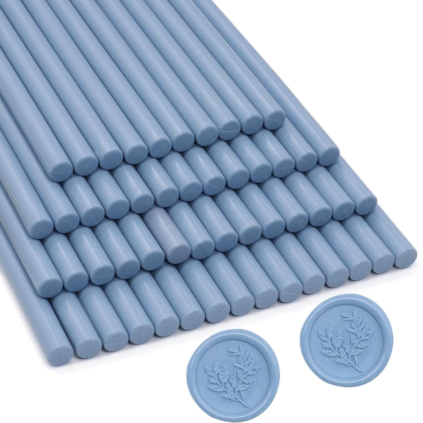 52pcs Dusty Blue Wax Sealing Sticks, Premium Glue Gun Wax Seal Sticks for Wedding Invitation Craft Adhesive, Great Gift Ideas (Mini Size)