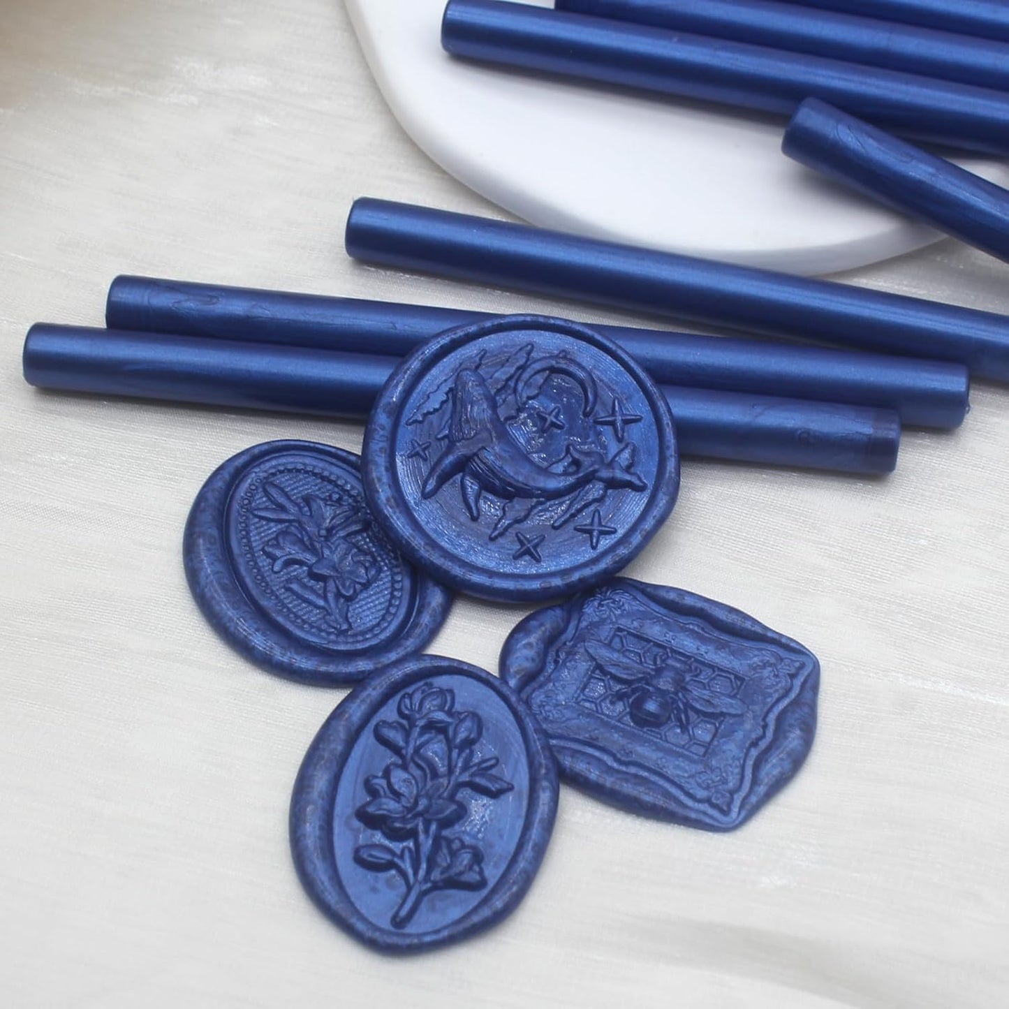 52pcs Navy Blue Wax Sealing Sticks for Wax Seal Stamp - Premium Glue Gun Sticks for Envelope, Letter, Wedding Invitation Craft Adhesive - Great Gift Ideas (Mini Size)