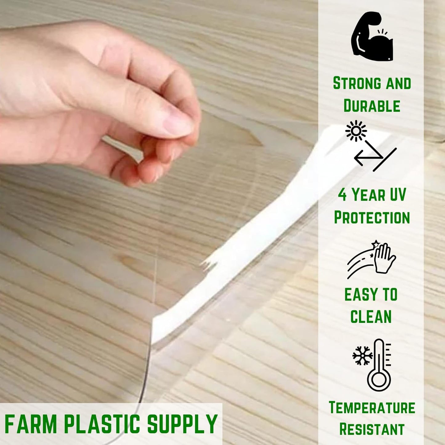 Farm Plastic Supply - Clear Vinyl Sheeting - 15 Mil - (4'6" x 40') - Vinyl Plastic Sheeting, Clear Vinyl Sheet for Storm Windows, Covering, Protection, Tablecloth Protector