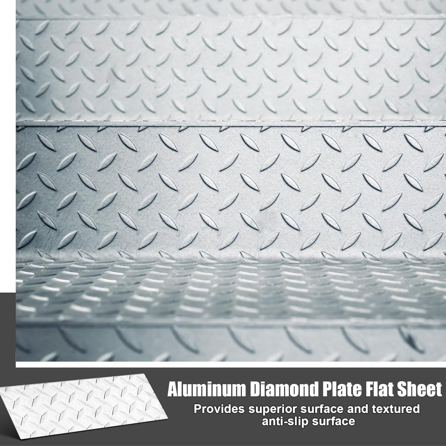 4pcs Diamond Plate Sheet Metal Heavy Duty Tread Aluminum Sheet Diamond Tread Plate for Wall Covering, Cargo Trailer, RV and More (6'' X 12'' X 0.08'',Silver)