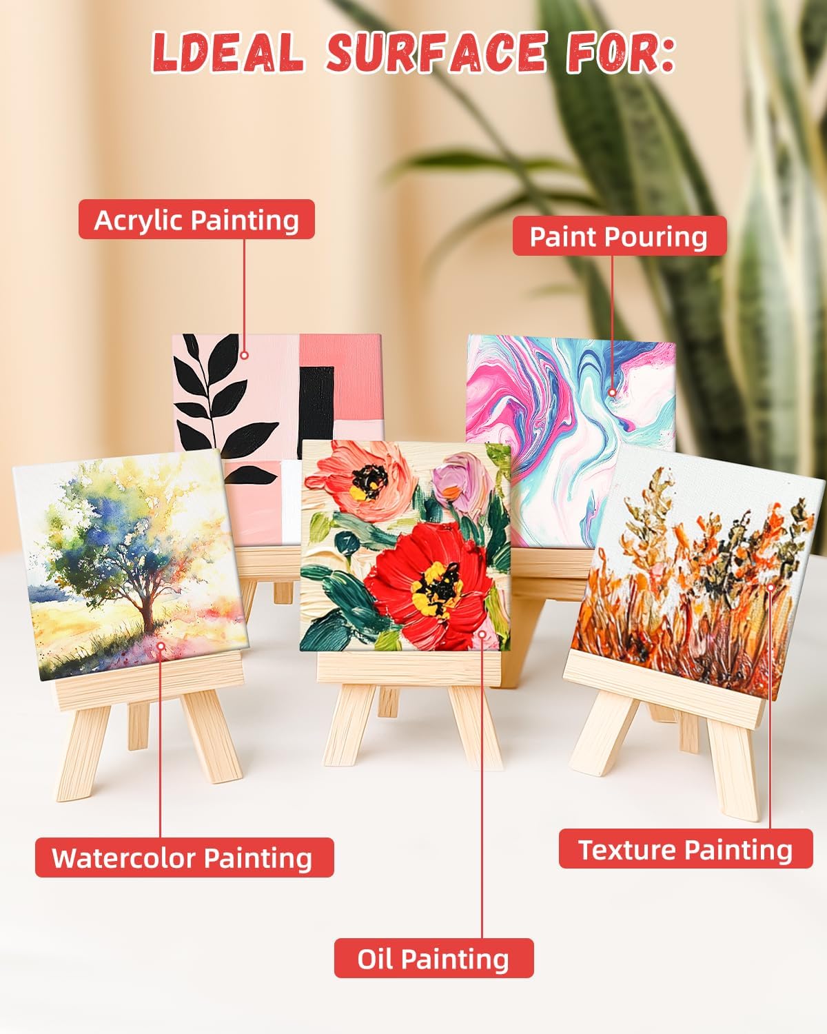 SIMETUFY 5x5 inch 12 Pack Mini Canvas Boards Primed Acid Free Mini Canvas Panels for Oil, Watercolor, Acrylic, Gouache Paint