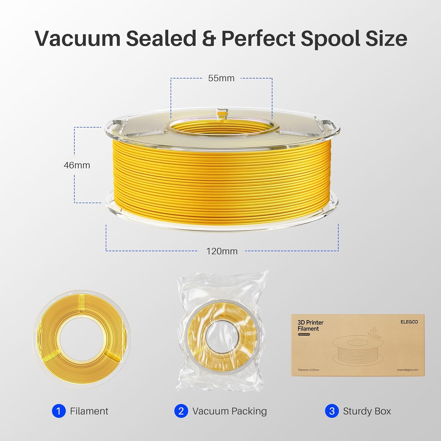 ELEGOO 250g Silk PLA Filament Bundle 1.75mm, 4 Colors 3D Printer Filaments Dimensional Accuracy +/- 0.02mm, 4 Pack 250g Spool, Silk Gold/Silk Silver/Silk Bronze/Galaxy Black
