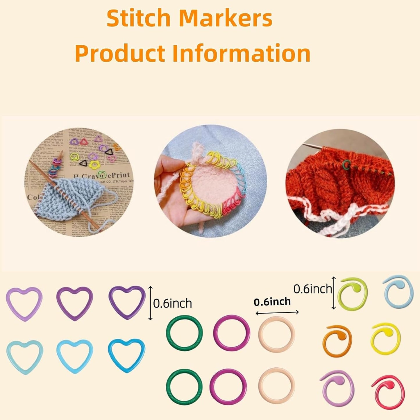 Hilsayum 80Pcs Knitting Stitch Markers 4 Shapes Colorful Crochet Stitch Markers with Box for Crocheting and Knitting,