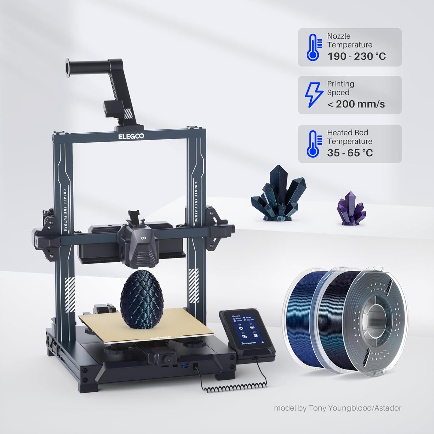 ELEGOO PLA Filament 1.75mm Galaxy Purple 1KG, Shiny 3D Printer Filament Dimensional Accuracy +/- 0.02mm, 1kg Spool(2.2lbs) 3D Printing Filament Fits for Most FDM 3D Printers