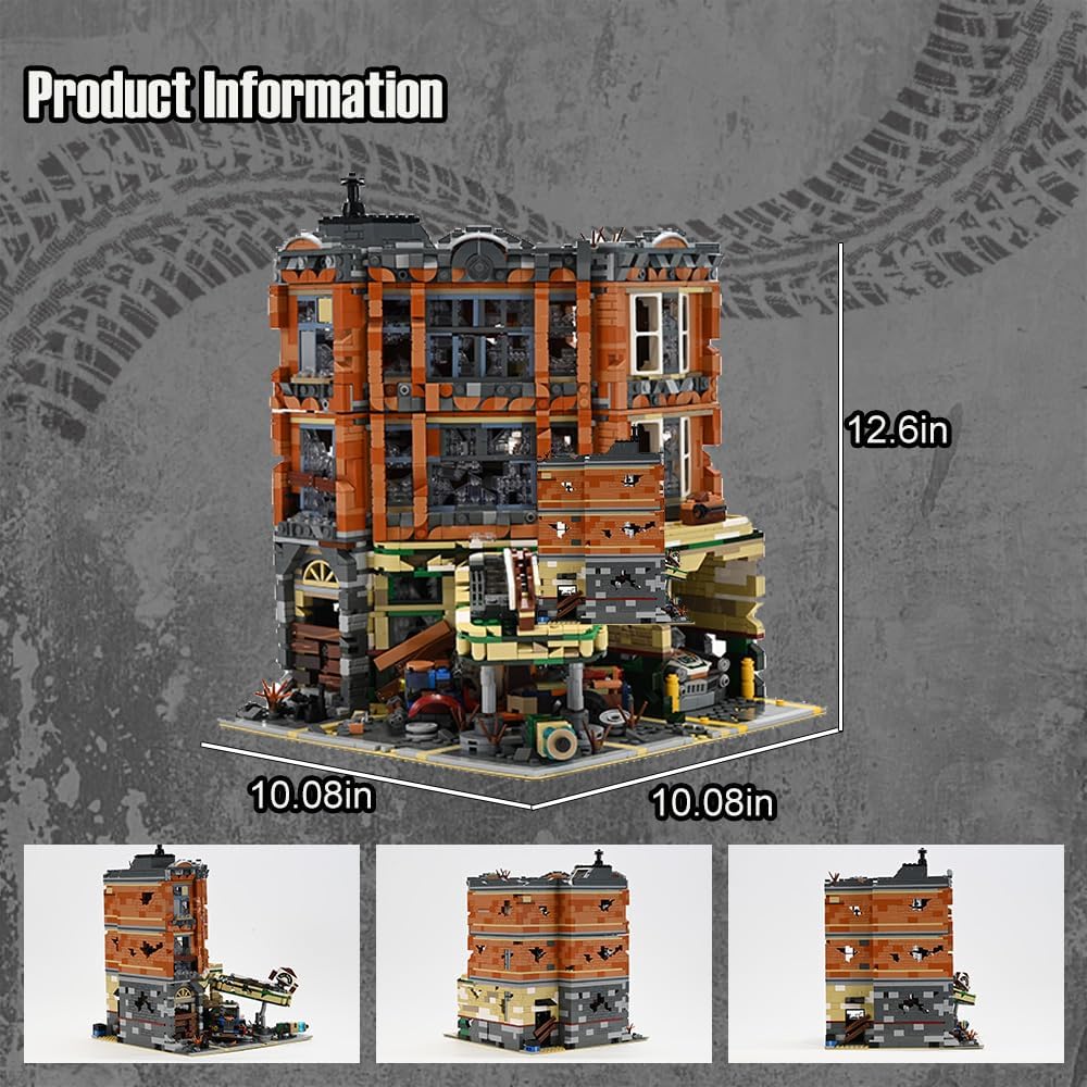 Retro Modular Buildings City Sets,Abandoned Expert Garage and Rusted Cars,City Modular Collection Kit,3325 pcs for Adults & Teen