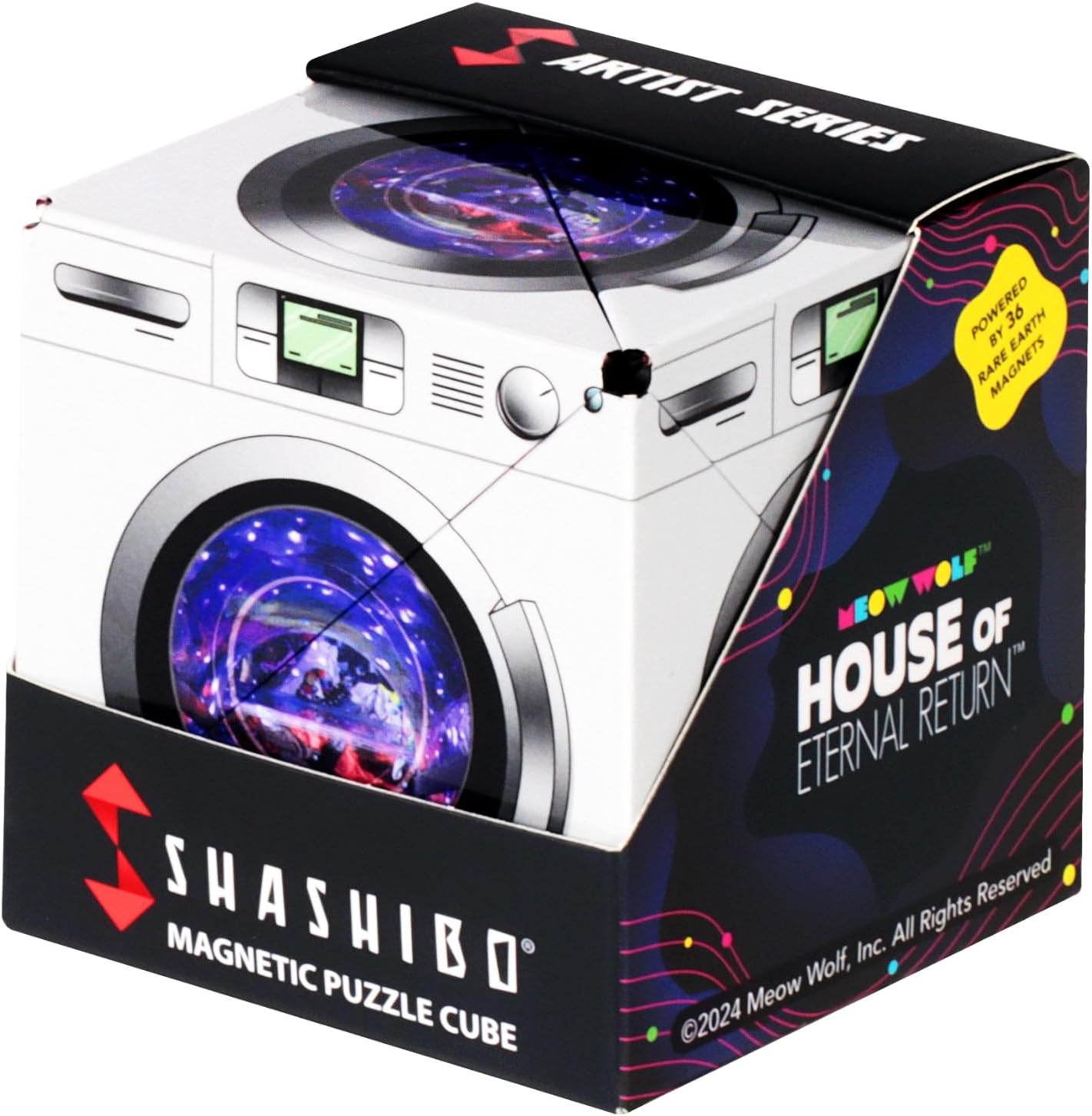 SHASHIBO Shape Shifting Box - Award-Winning Fidget Toy w/ 36 Rare Earth Magnets - Fidget Cube Transforms Into Over 70 Shapes, Sensory Toy Gift for Kids, Teens, and Adults (Dryer Portal)
