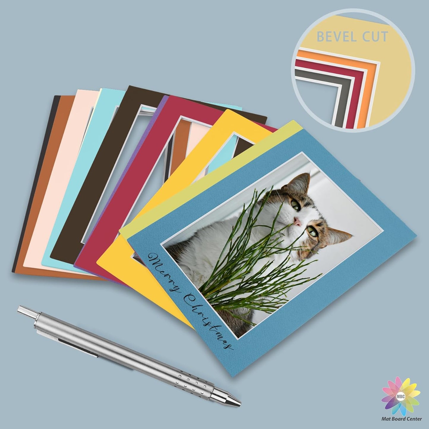 Mat Board Center, Pack of 50, 5x7 for 4x6 Mixed Color Mats - Acid Free, 4-ply Thickness, White Core - for Pictures, Photos, Framing