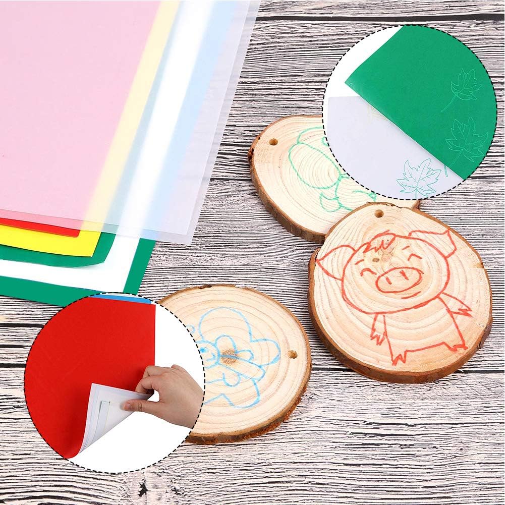 60 Sheets Carbon Transfer Paper,Tracing Paper Carbon Graphite Copy Paper with 5 Pieces Embossing Styluses Stylus Dotting Tools for Wood,Paper,Canvas and Other Art Surfaces 8.3 x 11.7 inches(6 Colors)