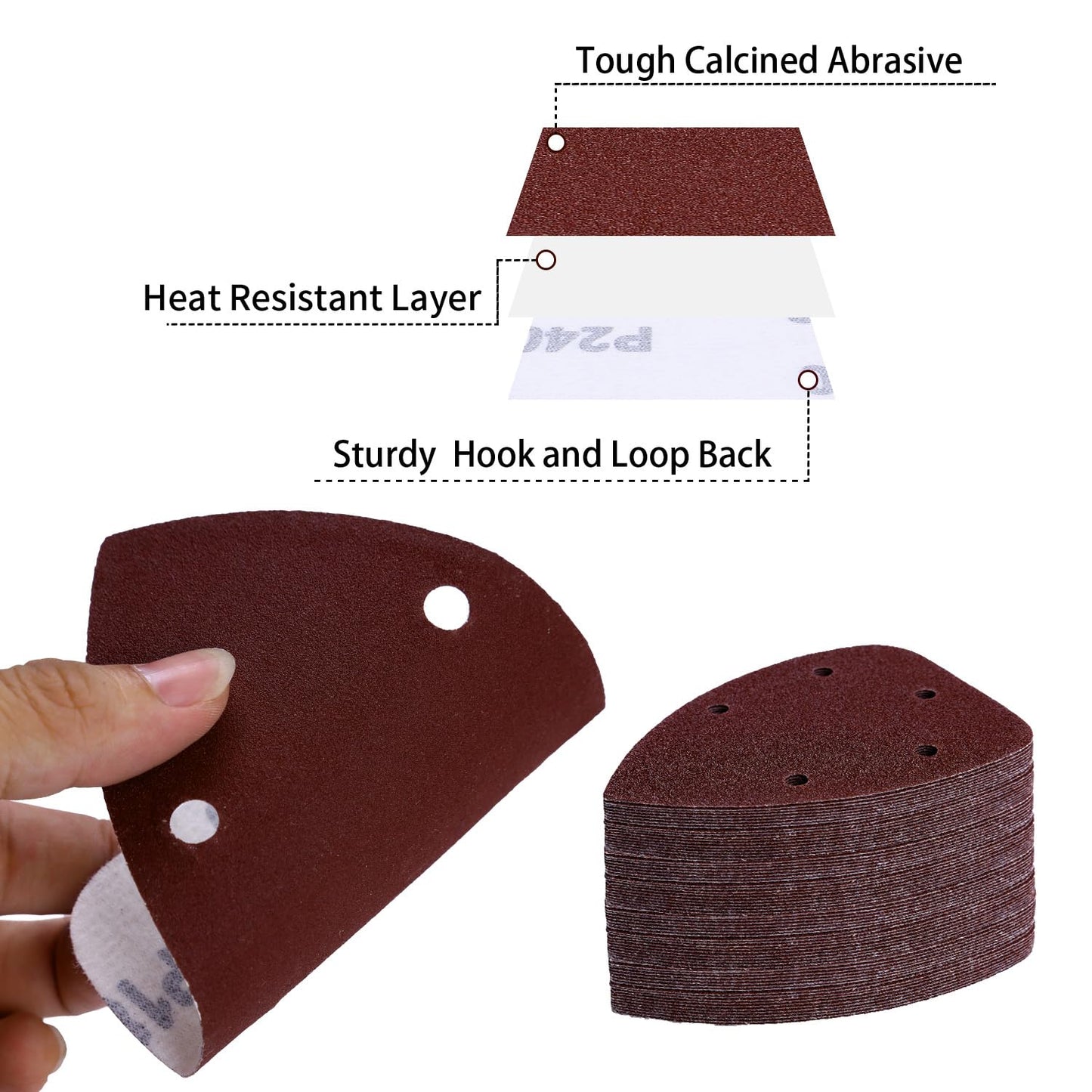 100-Pack Mouse Sandpaper (5-Hole) for Mouse Detail Sanders, Grits60/120/240/400/600/800/1000/1200/1500/2000, Ideal for Woodworking, Furniture Refinishing, and Crafting