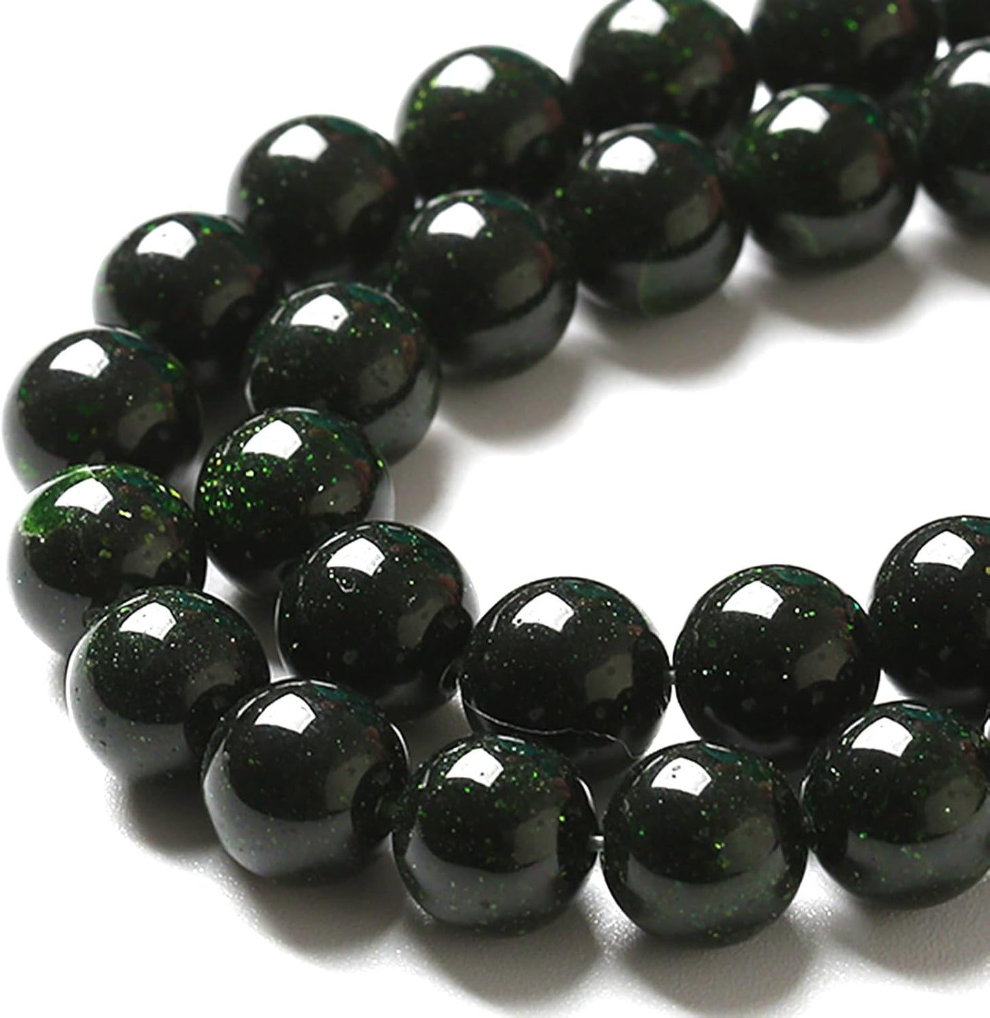 8MM 90pcs Natural Green Sandstone Energy Healing Beads Round Loose Beads for Jewelry Making Bracelet 2 Strands 32"