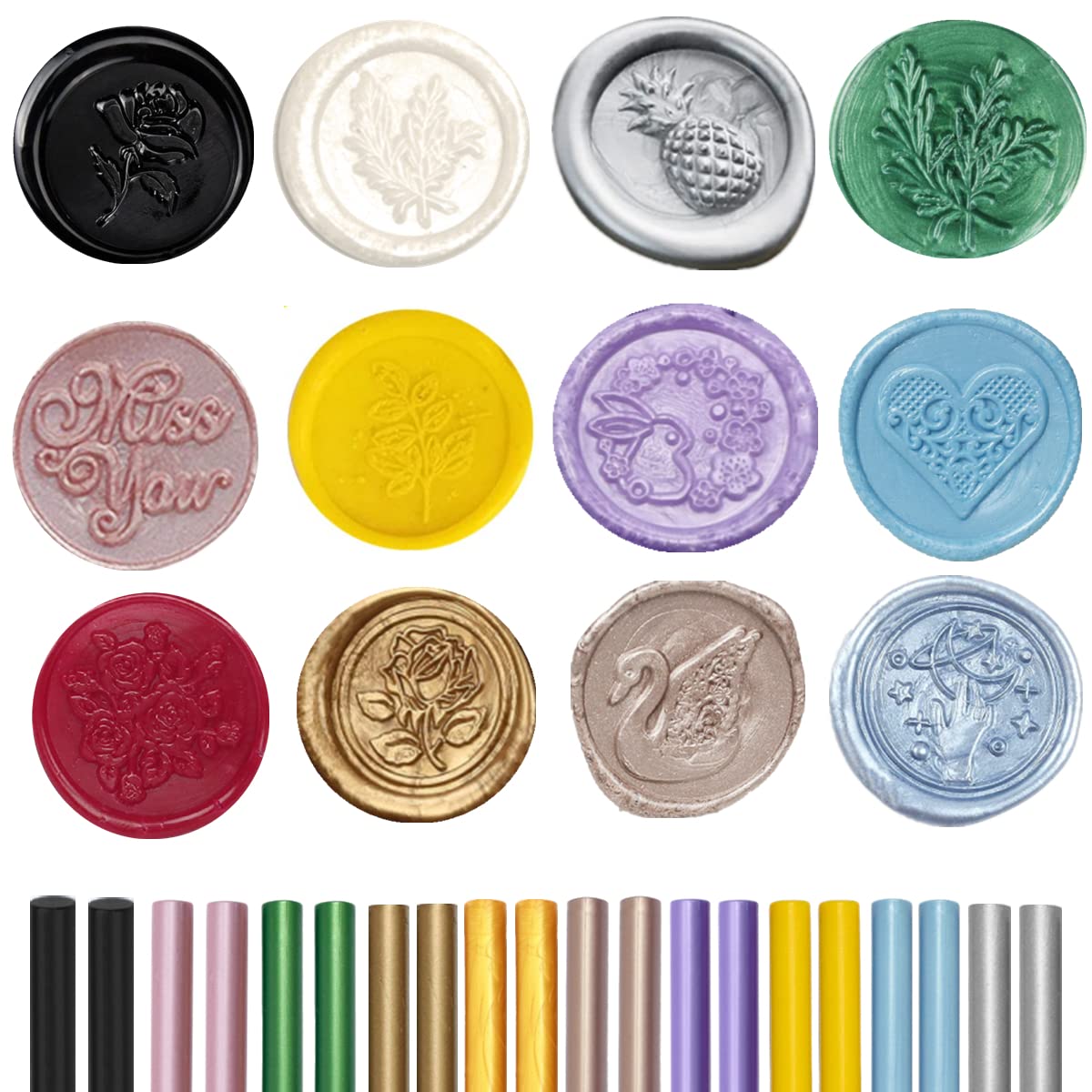 Pearl White Wax Sealing Sticks, ONWINPOR 10pcs Glue Gun Wax Seal Sticks for Waxseal Stamp, Easy Melting Waxsealsticks for 0.43'' Glue Gun (Pearl White)