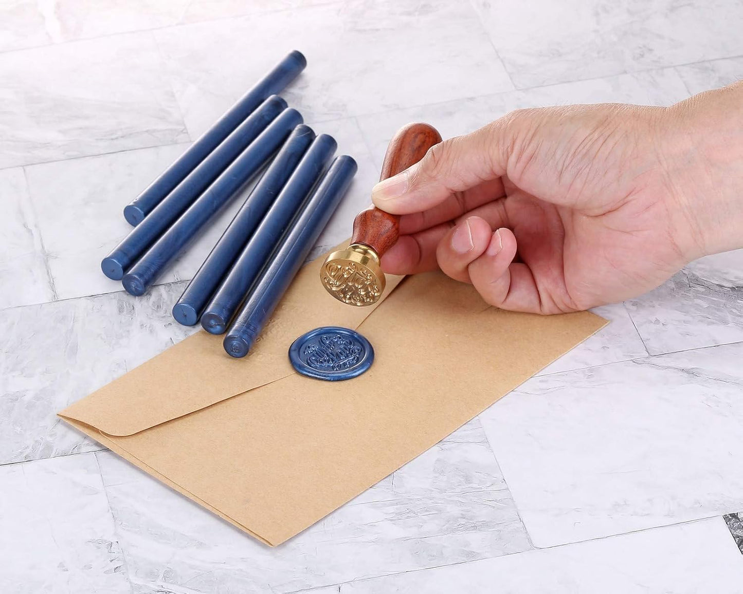 Yoption 15 Pieces Glue Gun Sealing Wax Sticks for Wax Seal Stamp, Great for Wedding Invitations, Cards, Envelopes (Blue)
