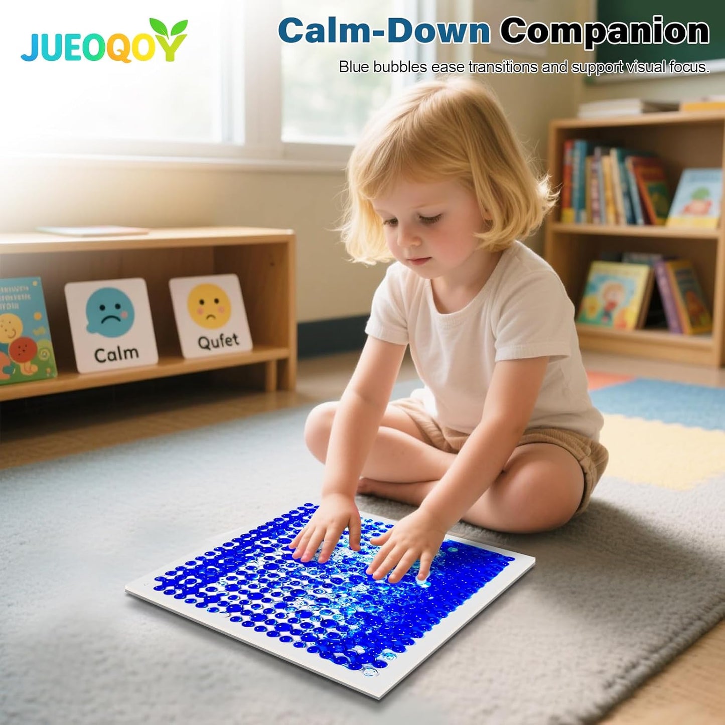 Liquid Sensory Floor Tiles for Kids Ages 3+, 12" Textured Step-On Tiles with Non-Slip Base, Interactive Color-Flow, Assorted Colors, Classroom Sensory Path Set (6-Pack)
