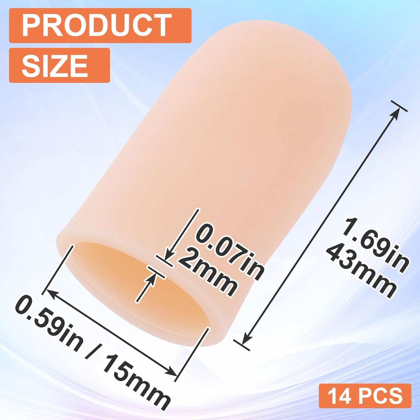 PAGOW 14pcs Gel Finger Cots/Covers, Silicone Finger Protector Support, Finger Caps Finger Sleeves Thumb Protector for Finger Cracking Trigger Finger Arthritis Pain Relief (Beige, Small)