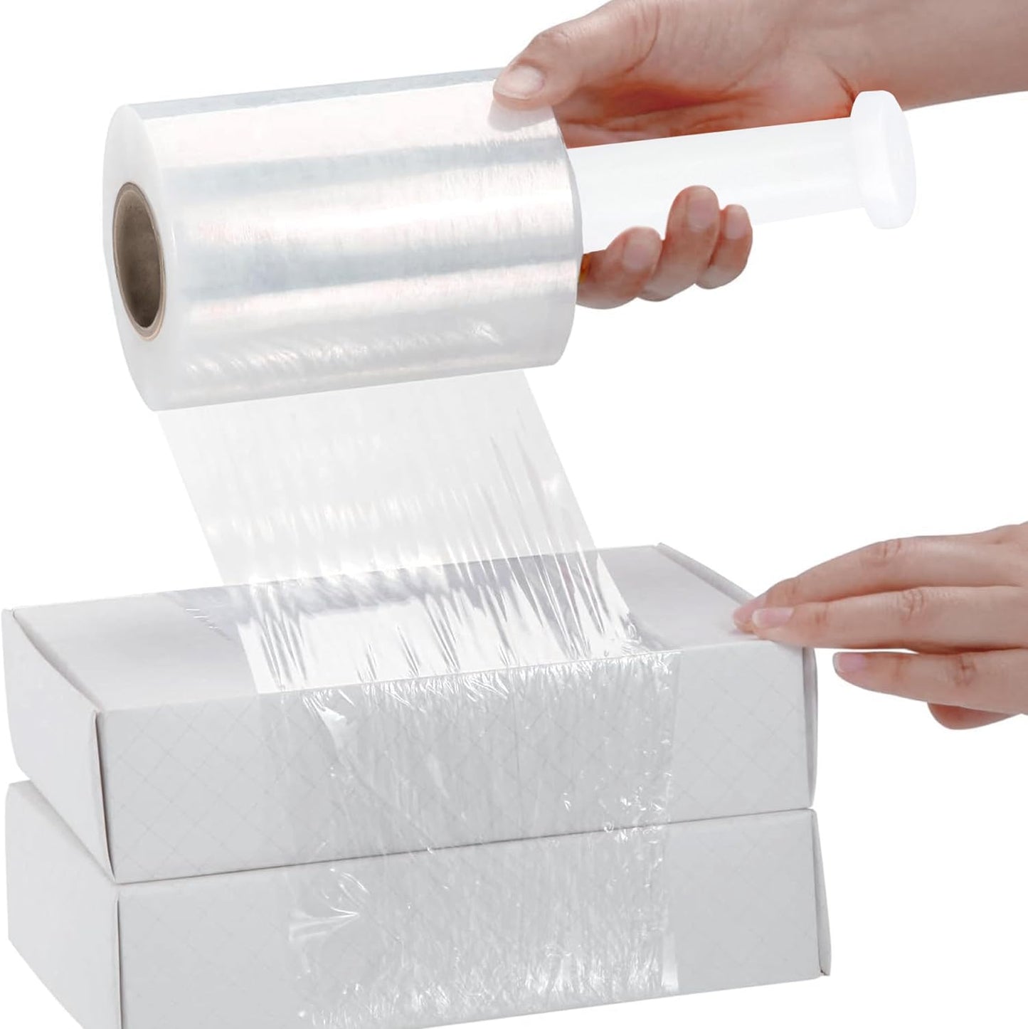 PSBM Mini Stretch Wrap with Handle, 24 Pack, 2 Inch x 600 Feet, 150 Gauge, Clear, Small Plastic Cling Film for Pallets Moving Storing