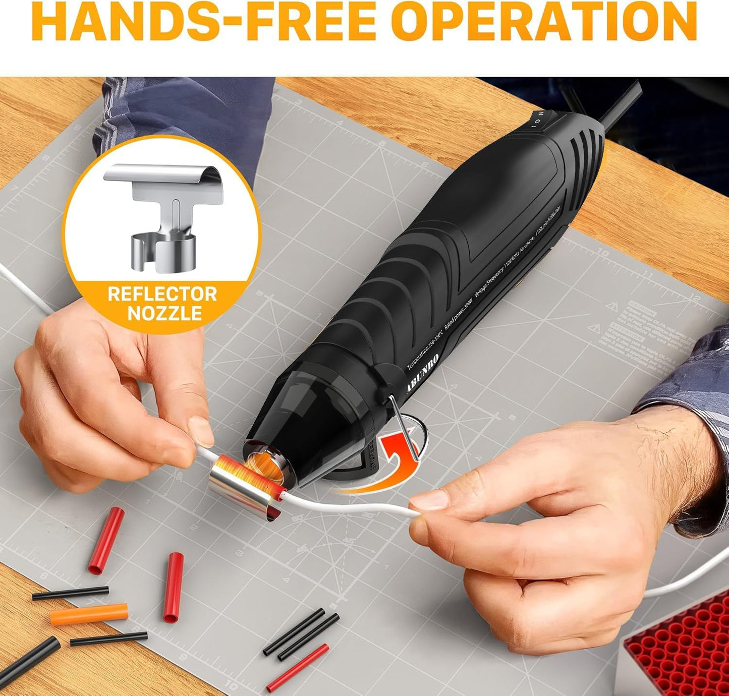 Mini Heat Gun, 300W Dual Temperature Hot Air Gun (110V) with 6.6ft Long Cable & Reflector Nozzle - Ideal for Epoxy Resin Crafts, Shrink Wrapping, Embossing & Vinyl Wrap (2-Temp Settings MF300)